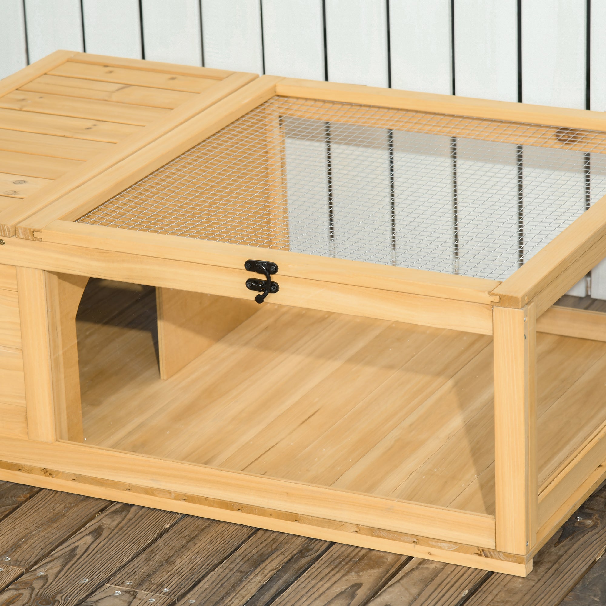 Wood Tortoise House for Lizards, Geckos, Indoor Outdoor Use, 35.8