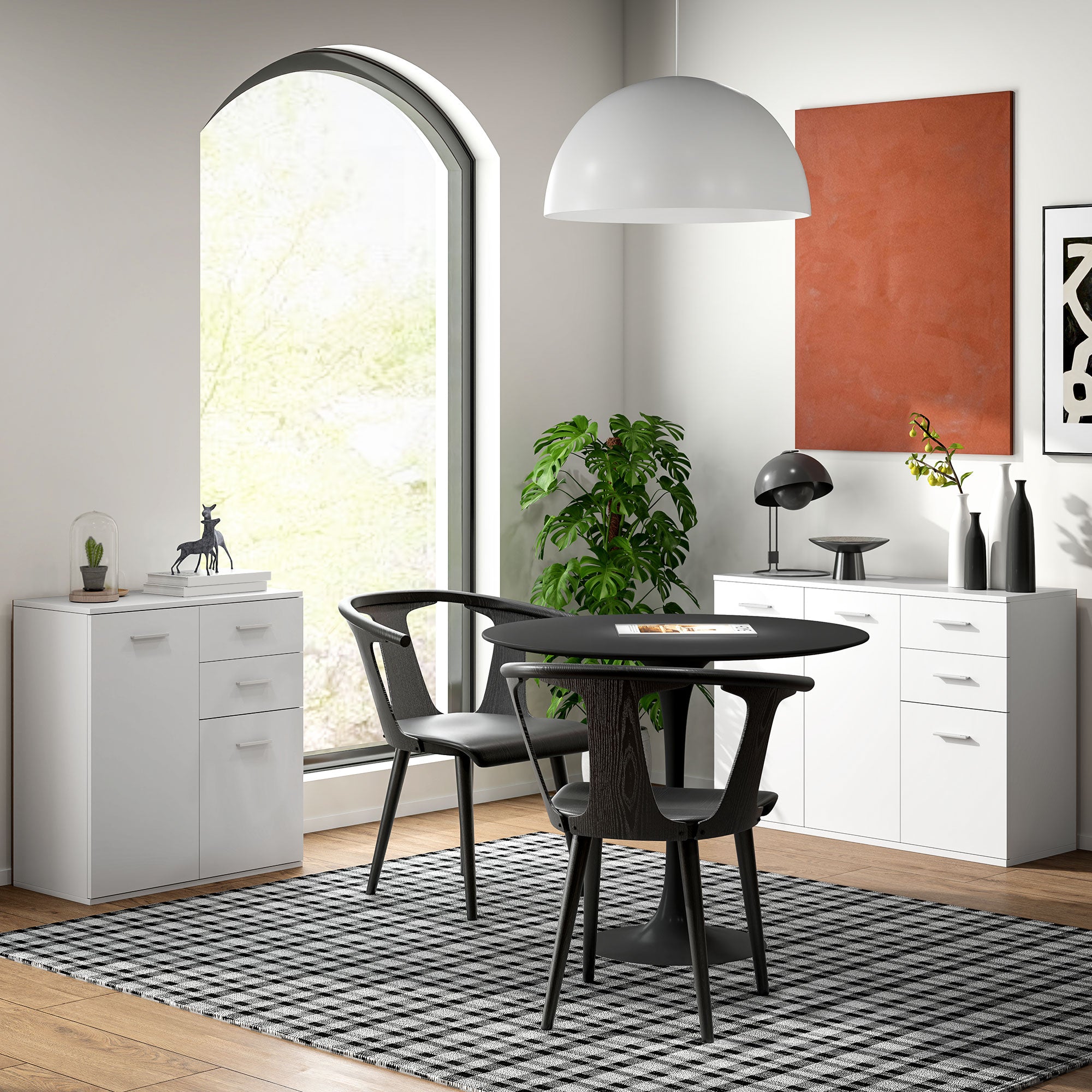 High Gloss Sideboard with 2 Drawers and 2 Doors, Buffet Cabinet with Adjustable Shelf, Coffee Bar Cabinet with Storage, White Storage Cabinets at Gallery Canada