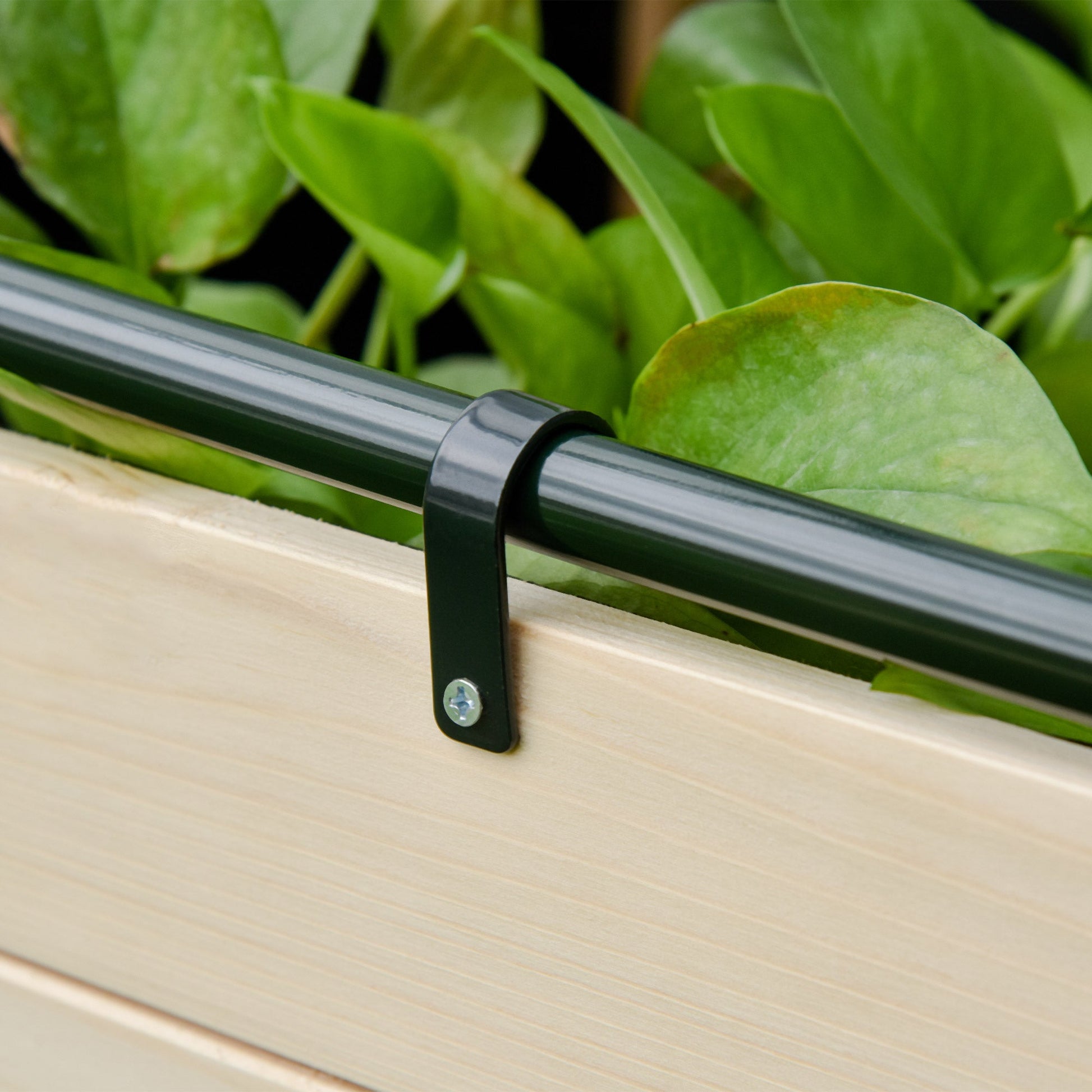 Elevated Wood Planter Box with PE Greenhouse Cover for Herbs & Veggies, Natural Elevated Garden Beds   at Gallery Canada