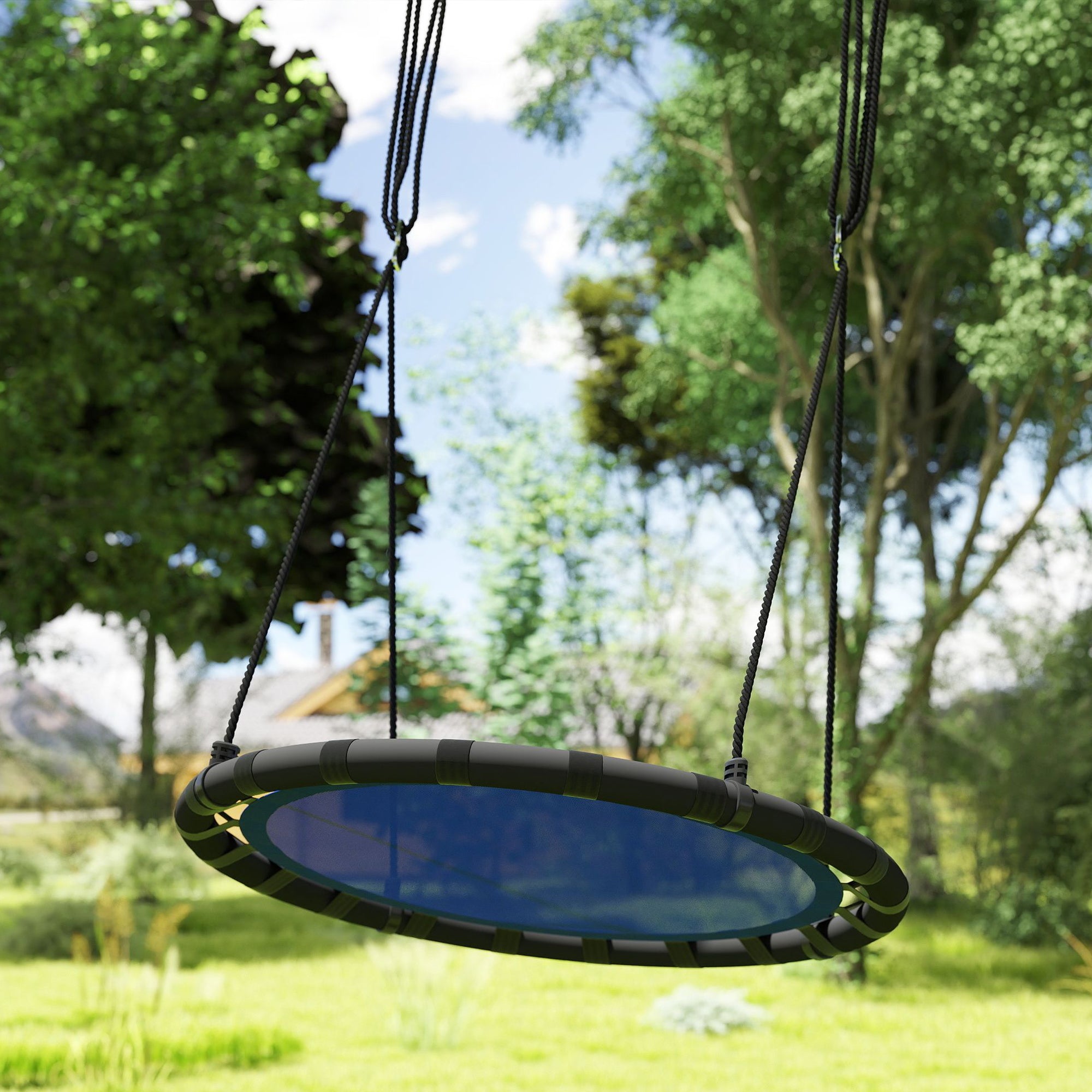 39 inch Saucer Tree Swing Set for Kids with Adjustable Hanging Ropes for Outdoor, Backyard, Navy Blue Gym Sets & Swings at Gallery Canada