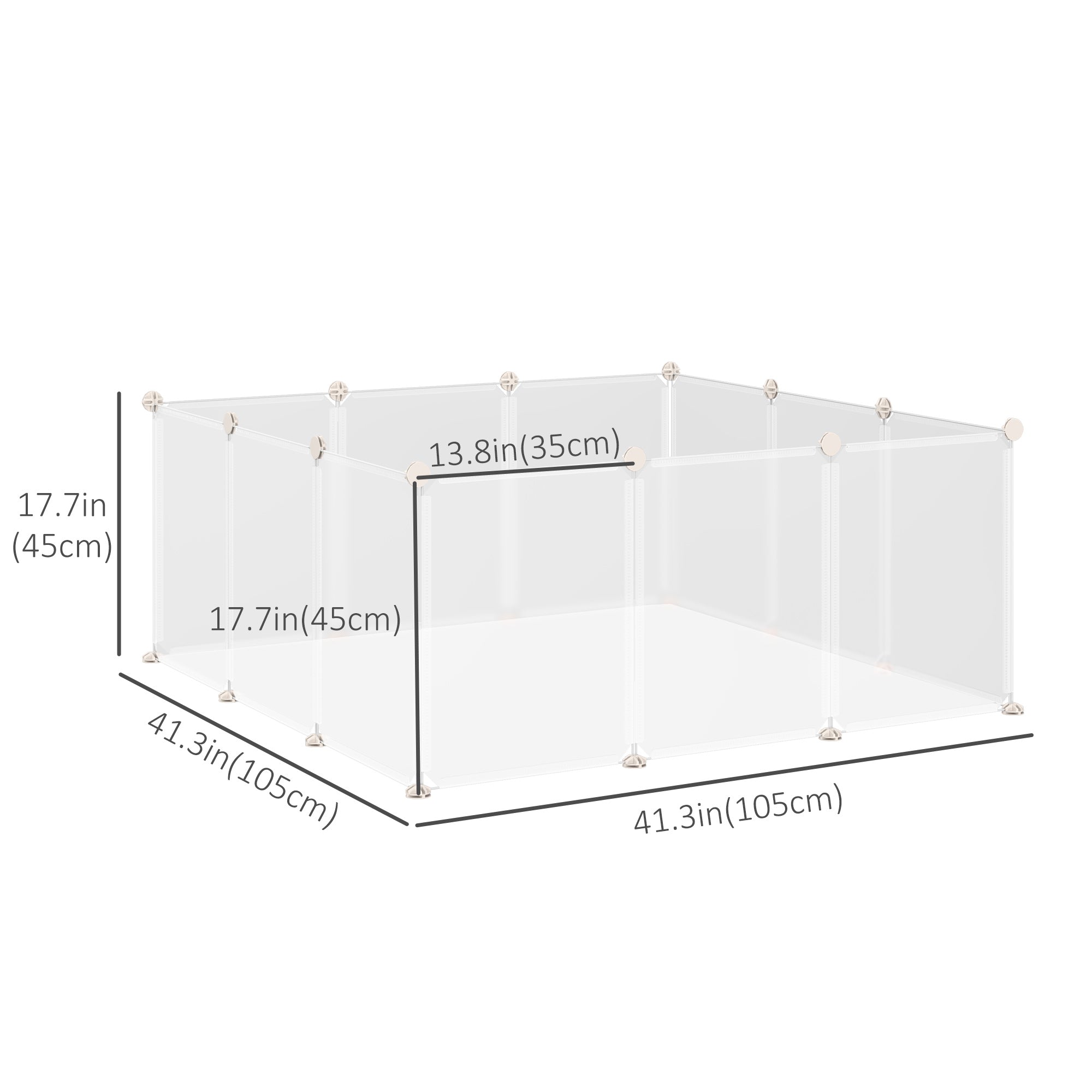 Small Animal Cage Plastic Chinchilla Cage 12 Panels for Bunny Chinchilla Guinea Pig, 18