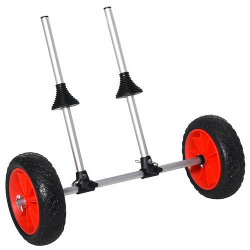 Universal Kayak Cart Trolley Trailer with Strong Aluminum Frame, Adjustable Width Crossbar, Large Tires
