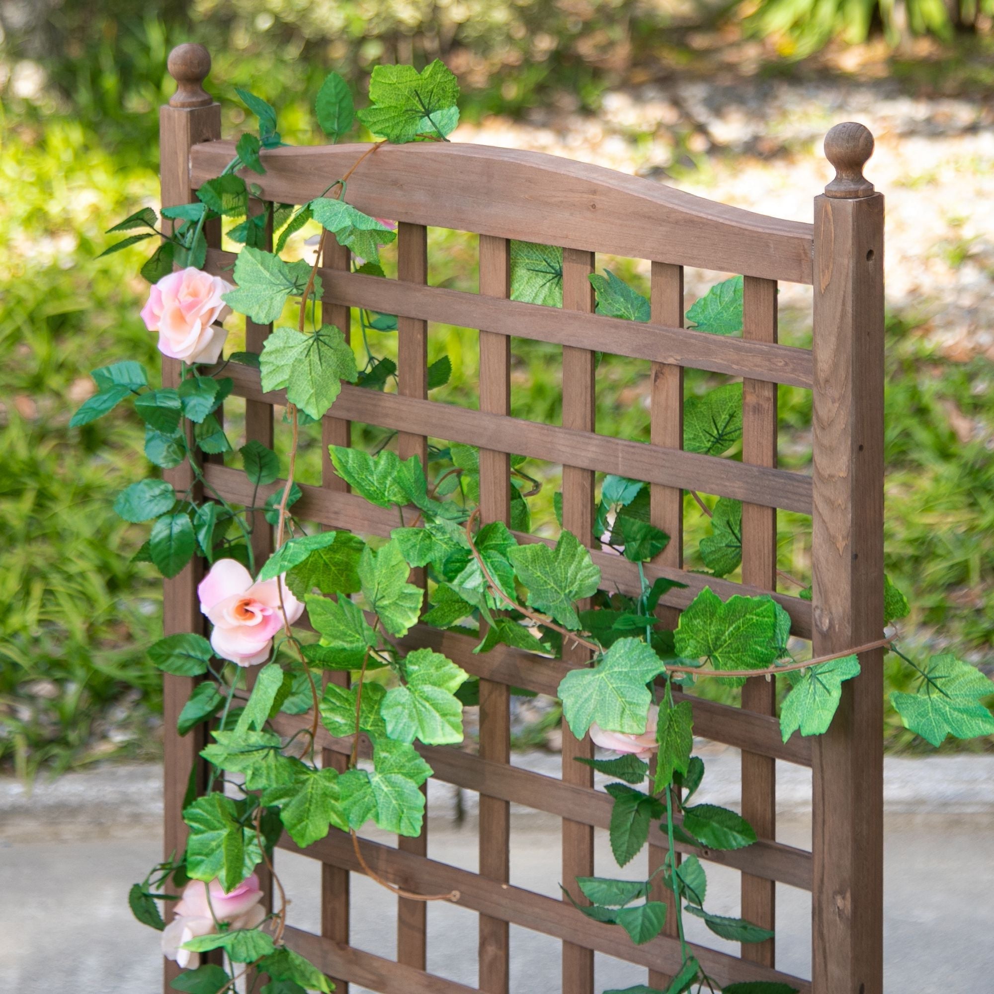 Wood Raised Garden Bed with Trellis for Vines, Indoor/Outdoor Planter, Brown Elevated Garden Beds   at Gallery Canada