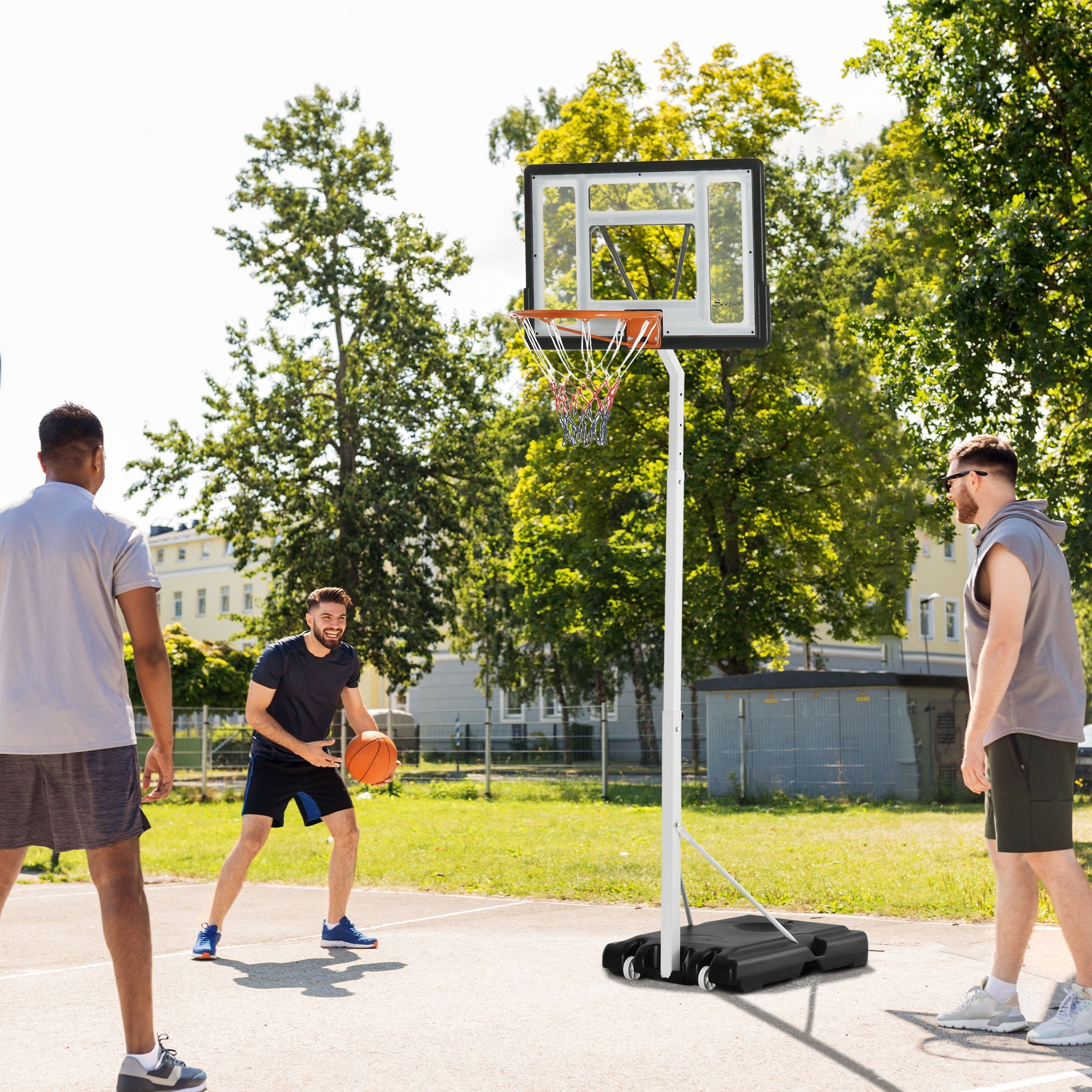 Portable Basketball Hoop, 7ft-8.5ft Height Adjustable Basketball System with Wheels &; 35.5