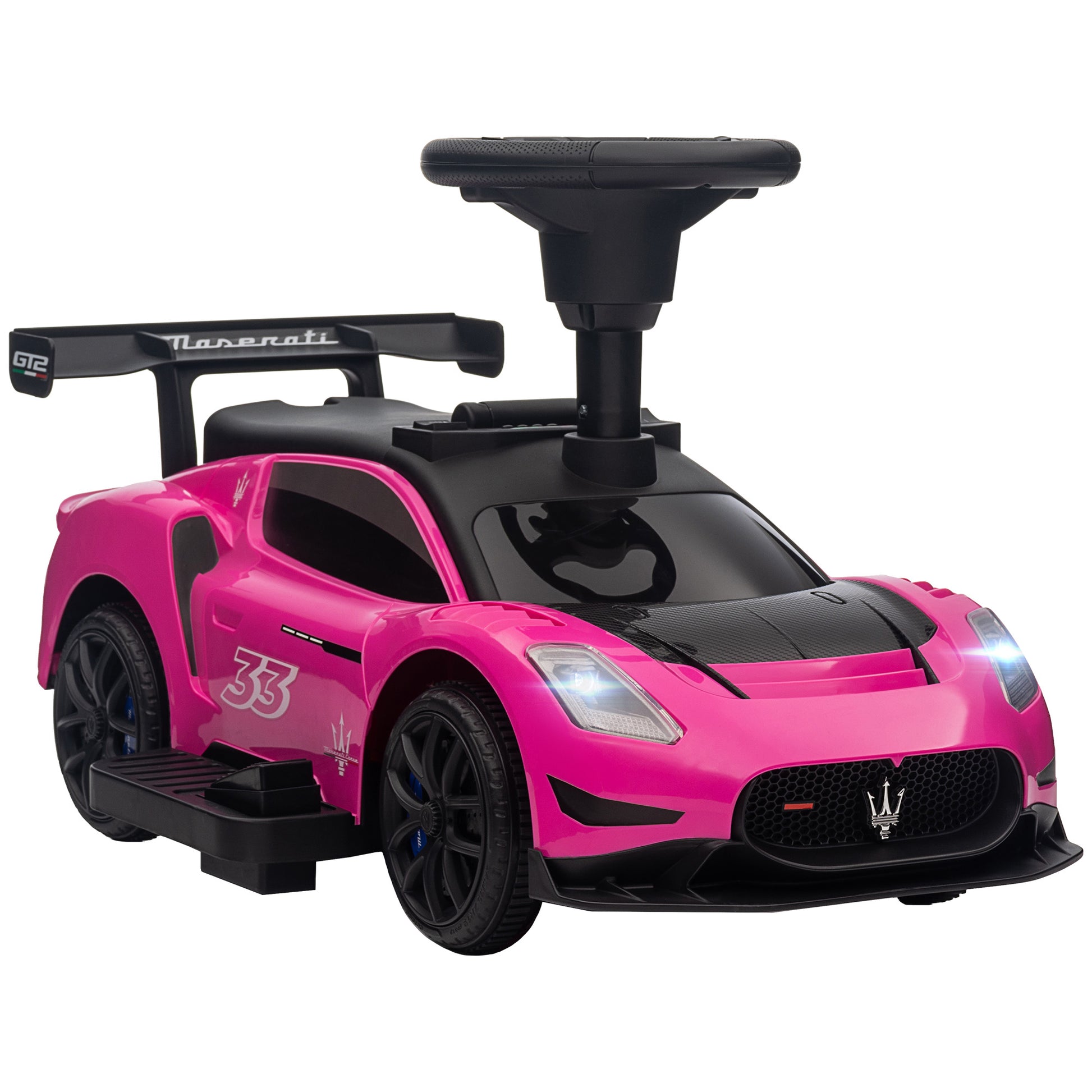 6V Maserati GT2 Licensed Electric Car for Kids, Ride on Car with Under Seat Storage, LED Headlights Music, Pink Electric Toy Cars   at Gallery Canada