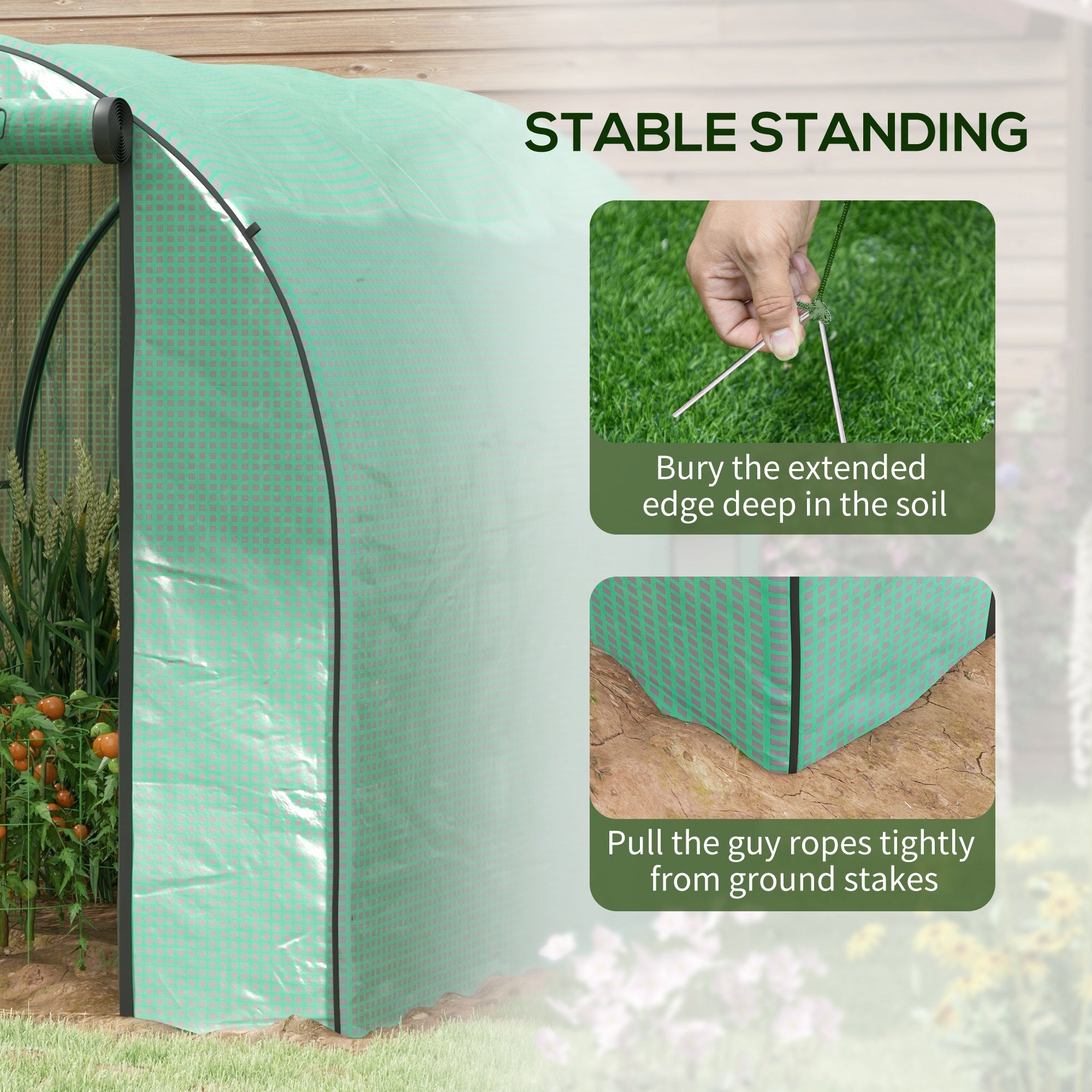Polytunnel Greenhouse Walk-in Grow House with Plasric Cover, Door, Mesh Window and Steel Frame, 6.6' x 10' x 6.6' Tunnel Greenhouses at Gallery Canada
