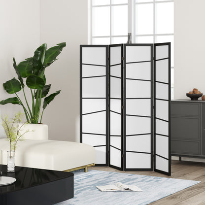 5.6ft Folding Room Divider, 4 Panel Wall Partition with Wood Frame for Bedroom, Home Office, White Room Dividers at Gallery Canada