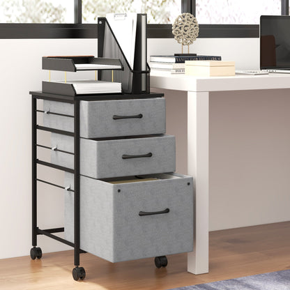 Industrial Mobile Vertical Filing Cabinet with 3 Drawers, Printer Stand, Dark Grey Office Cabinets & Cupboards   at Gallery Canada