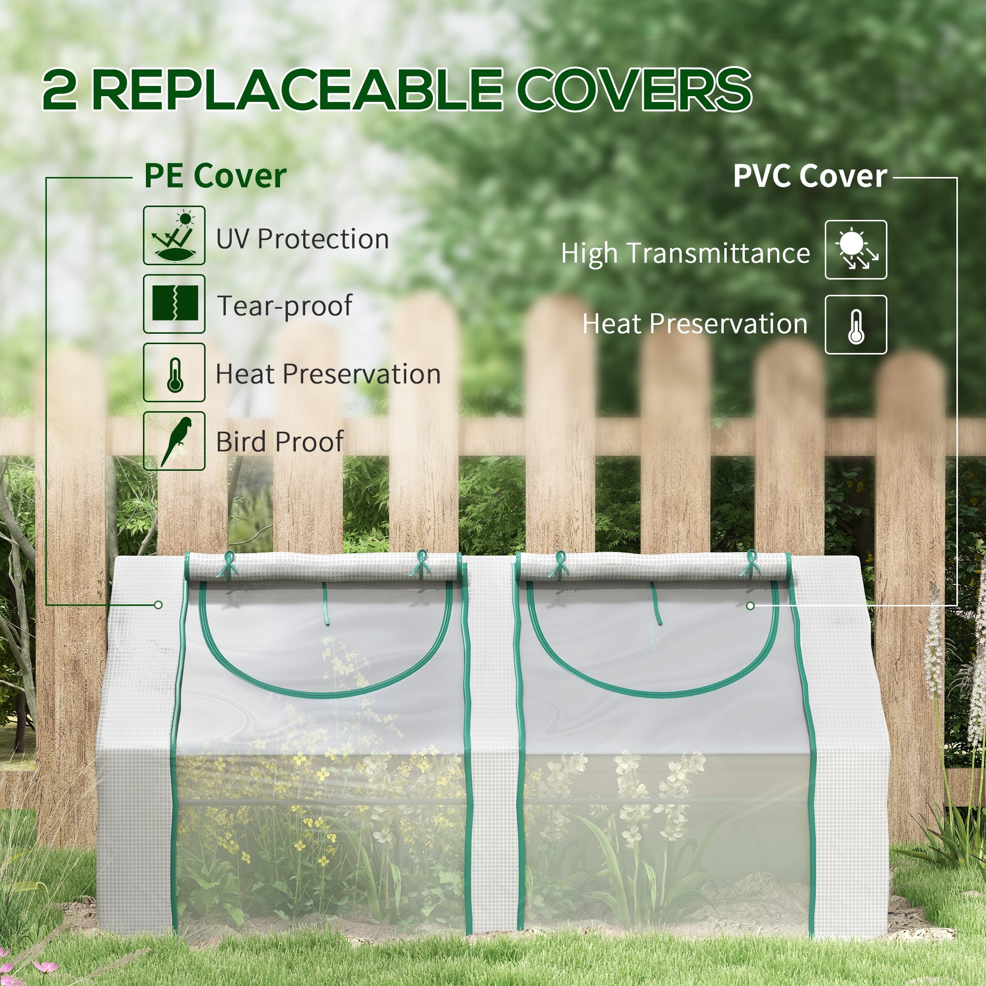 6' x 3' x 3' Portable Mini Greenhouse, Garden Green House Kit with 2 PE/Plastic Covers, Steel Frame and 2 Roll Up Zipper Windows, White Mini Greenhouses at Gallery Canada