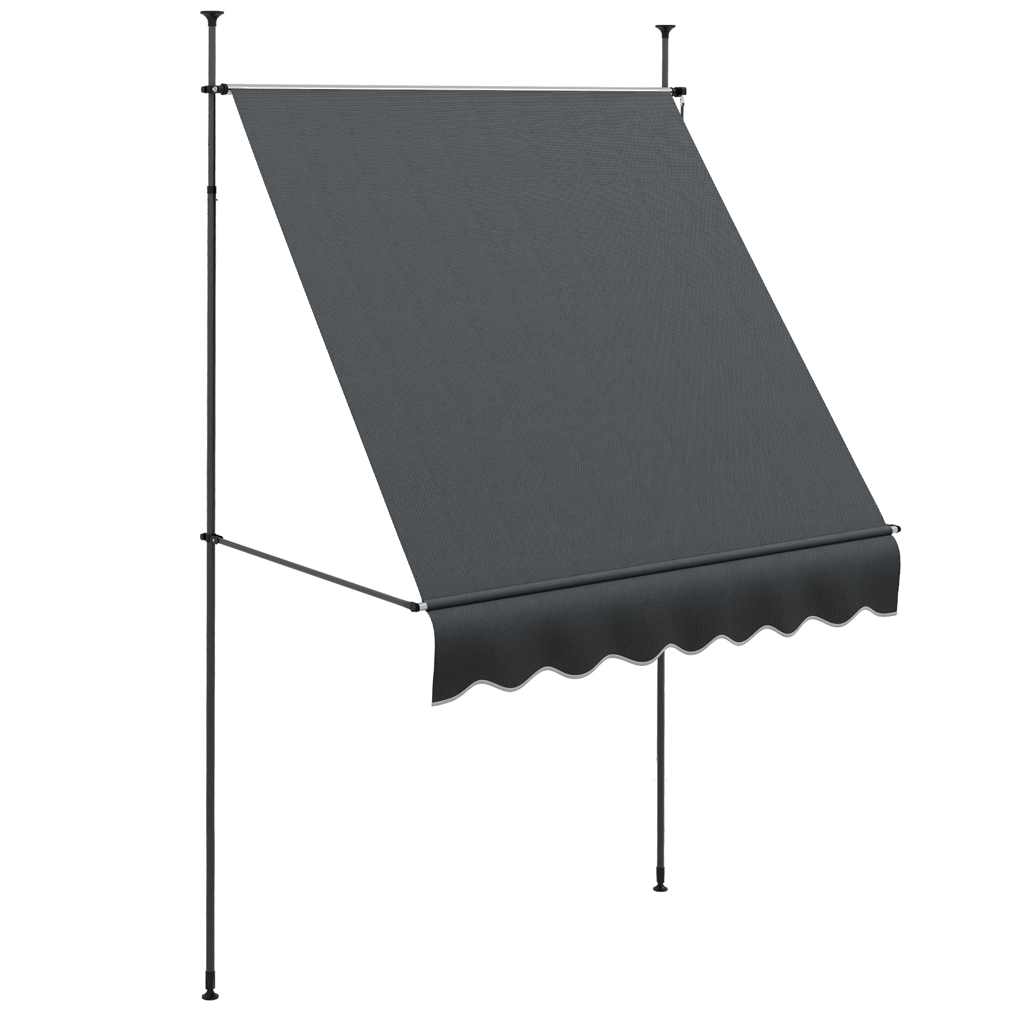 6.5' x 4' Manual Retractable Awning, Non-Screw Freestanding Patio Awning, UV Resistant, for Window or Door, Dark Grey Patio Awnings at Gallery Canada