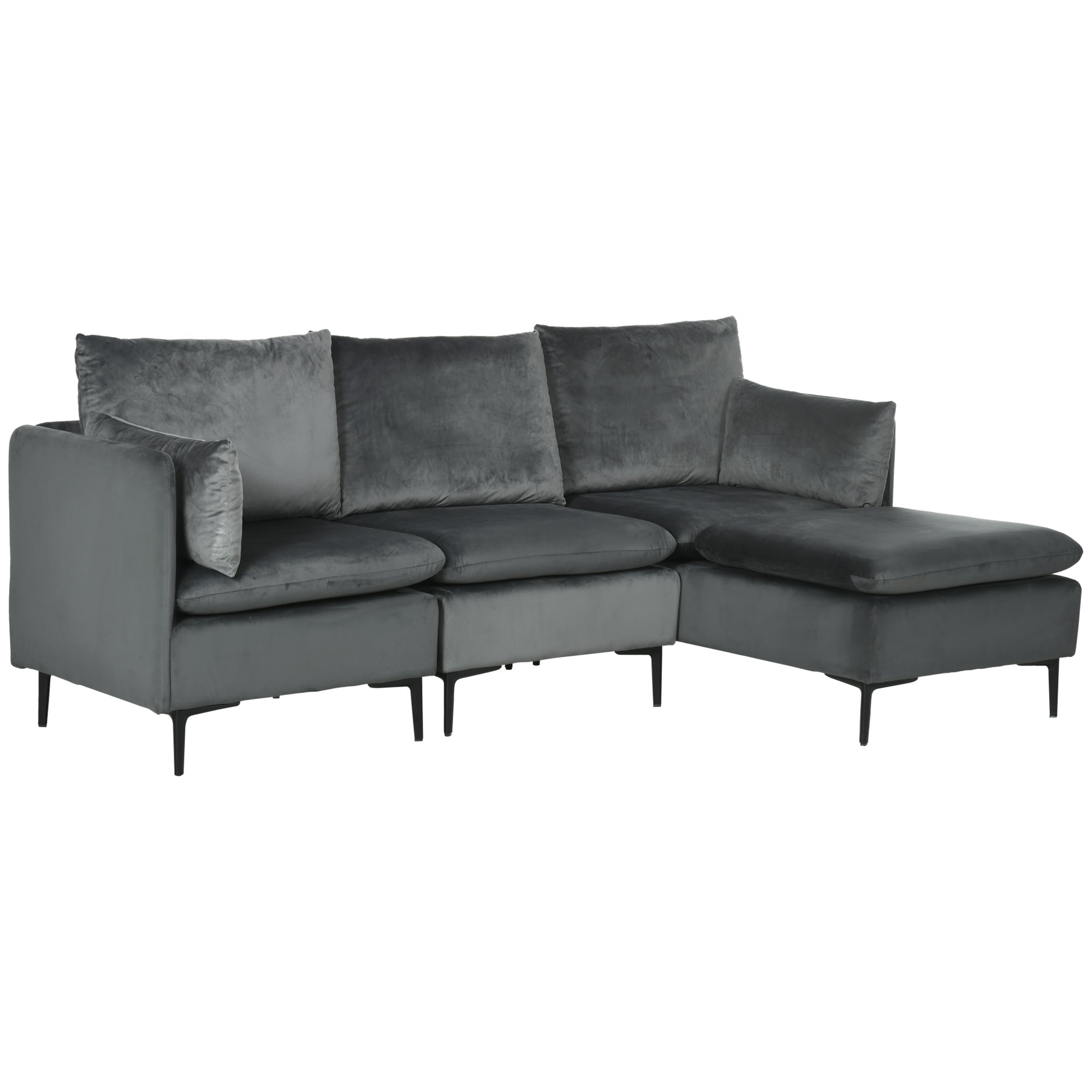 Convertible Sectional Sofa Couch, Modern L-Shaped Couch, 3 Seater Sofa with Reversible Ottoman for Living Room, Apartment, Small Space, Grey 3-Seater Sofas Grey  at Gallery Canada