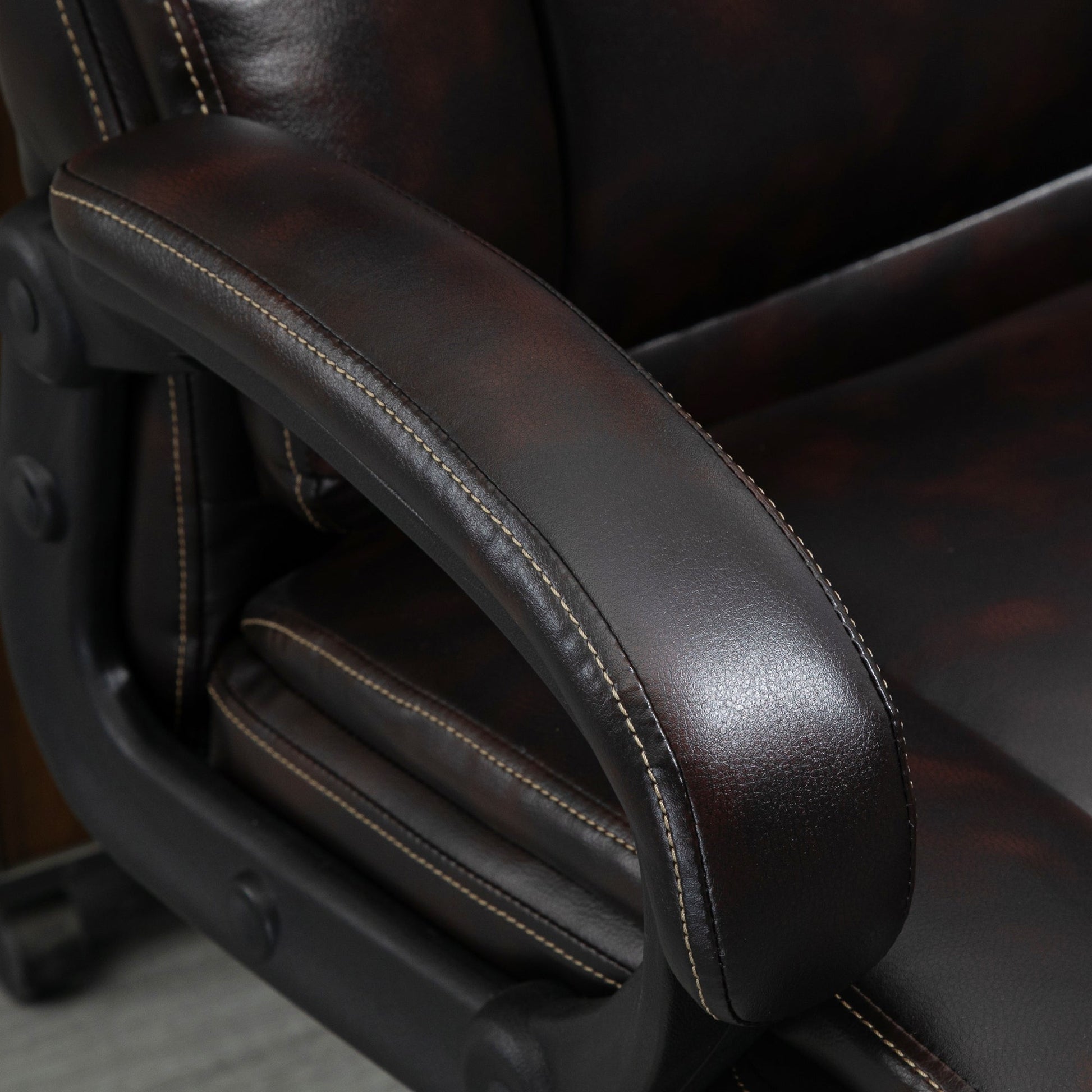 Executive Office Chair, Large, 400LBS Capacity, High Back, PU Leather, Adjustable Height, Swivel Wheels, Brown Executive & Manager Chairs   at Gallery Canada