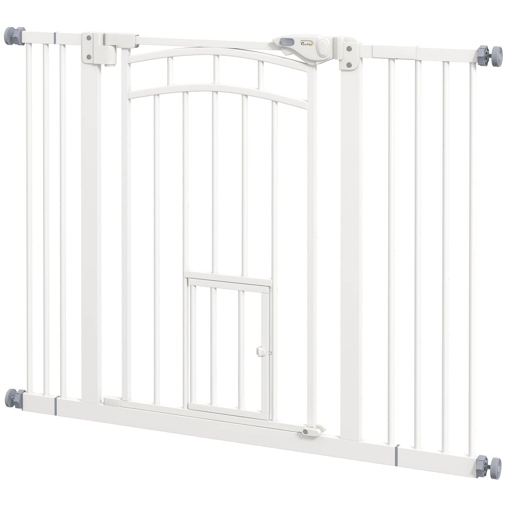 Auto-Close Pet Gate, Stair Gate with Cat Door, Double Locking for Doorways Hallways Stairs, Fits 29