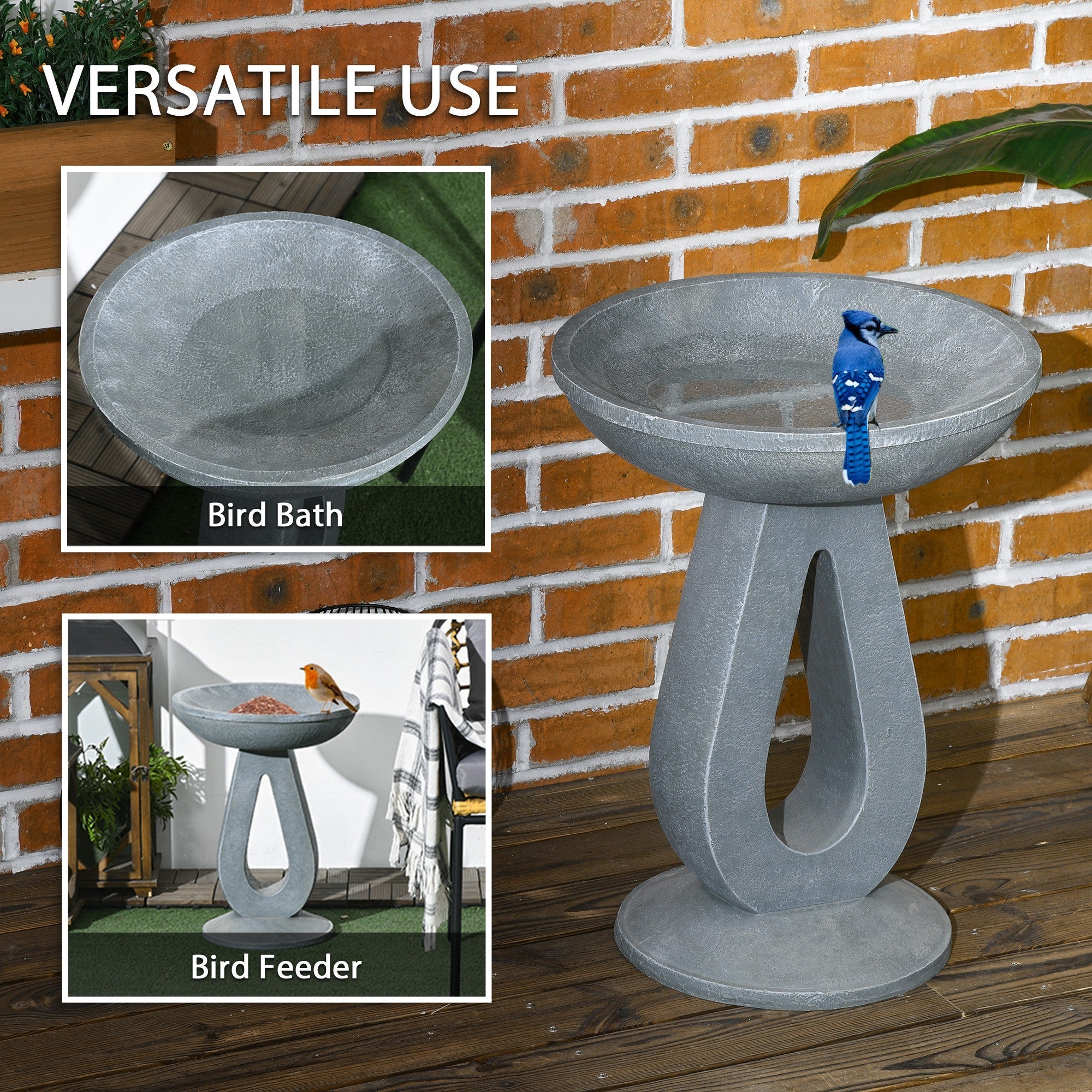 Outdoor Resin Bird Bath, 20.1