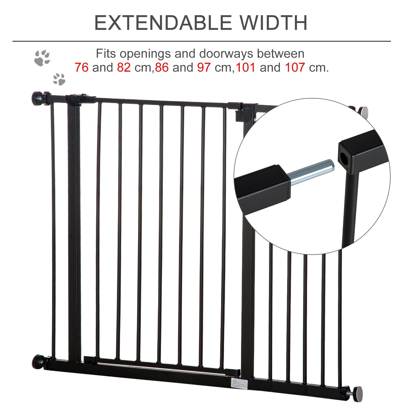 Pressure Fit Dog Gate Pet Barrier for stairs doorway, 29.9''- 42.1'' Width Black Houses, Kennels & Pens   at Gallery Canada