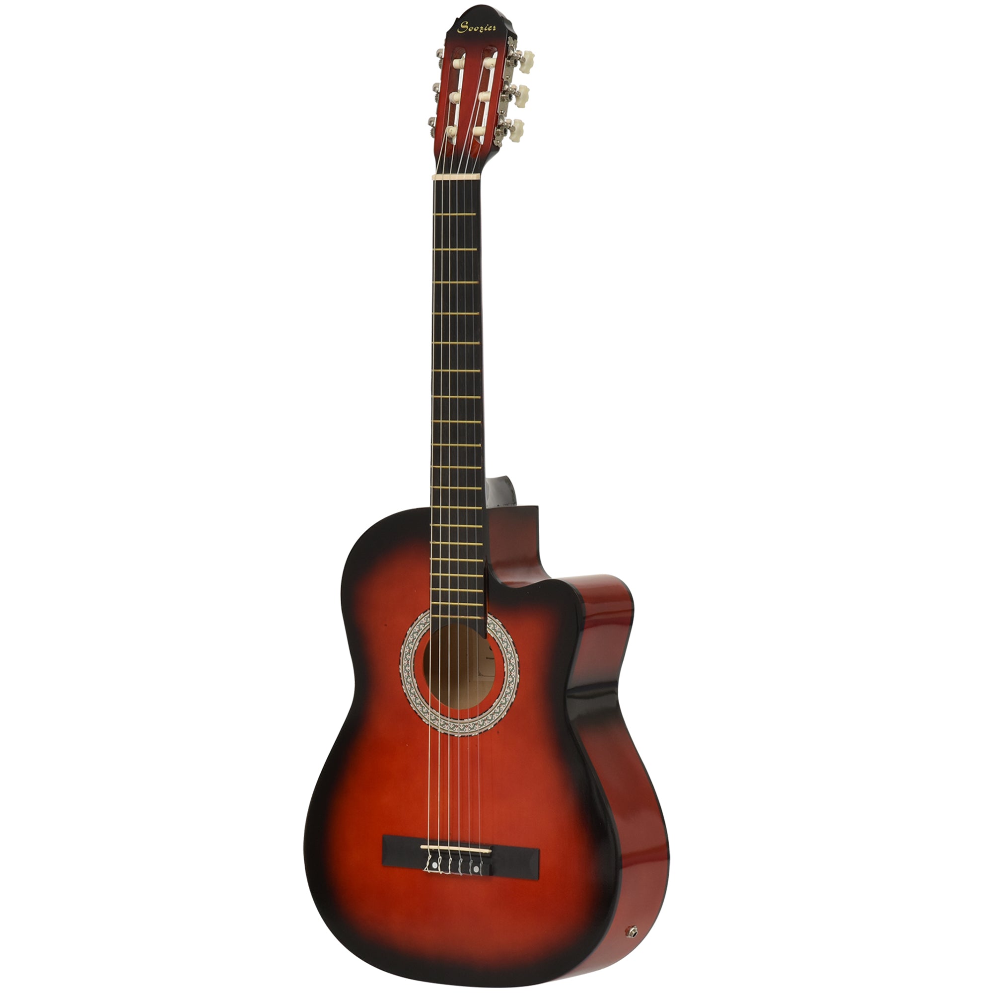 39.5 Inch Acoustic Electric Guitar for Beginner with Strings, Beige Strap, 3 Picks and Case Bag, Wine Red Electronic Musical Pianos Wine Red at Gallery Canada