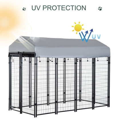 8' x 4' x 6' Large Outdoor Dog Kennel Steel Fence with UV-Resistant Oxford Cloth Roof &; Secure Lock Houses, Kennels & Pens   at Gallery Canada