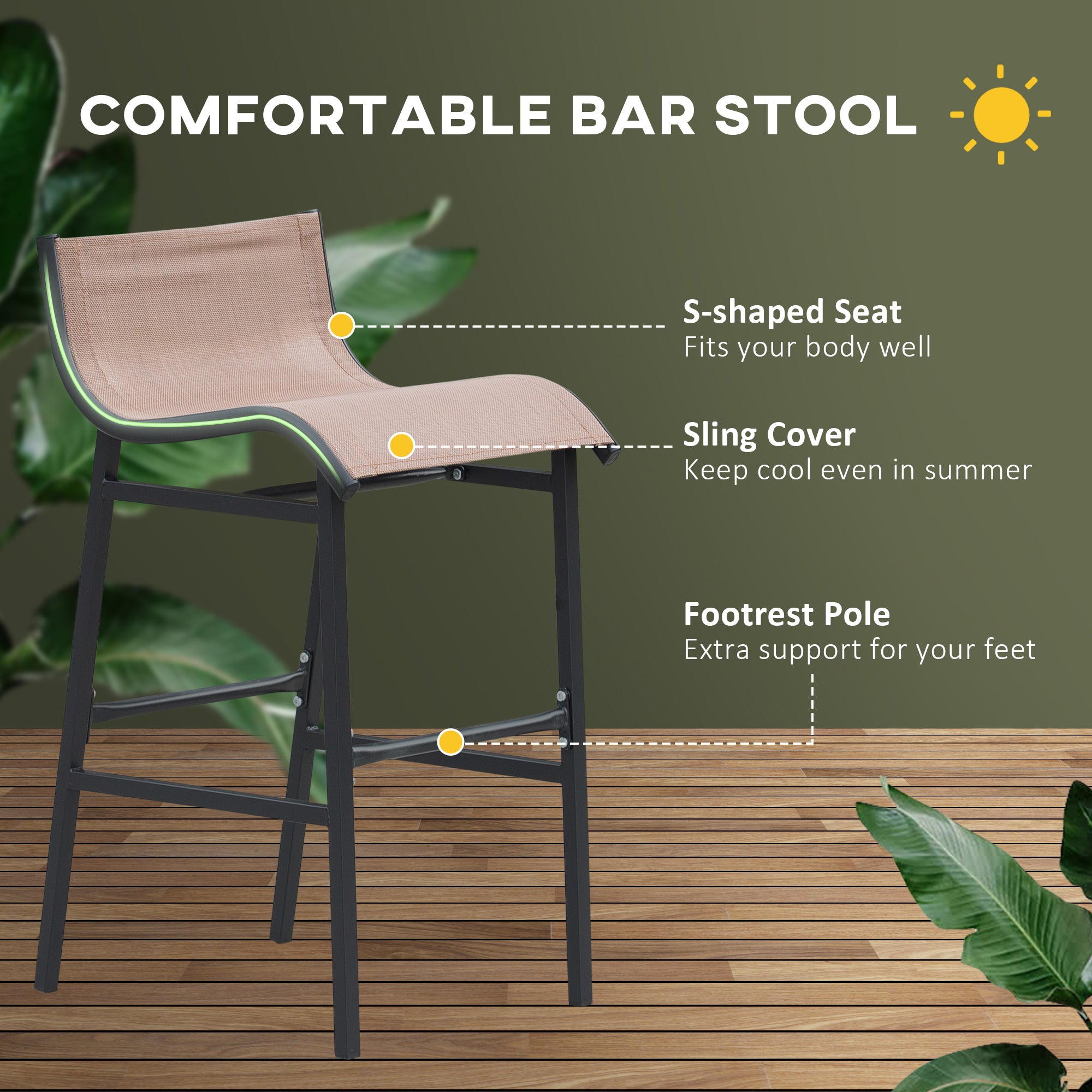 3Pcs Patio Bar Set, Outdoor Bistro Set with 2 Bar Stools and 1 Tempered Glass Bar Table, Dining Chat Set, Brown Bistro Sets at Gallery Canada