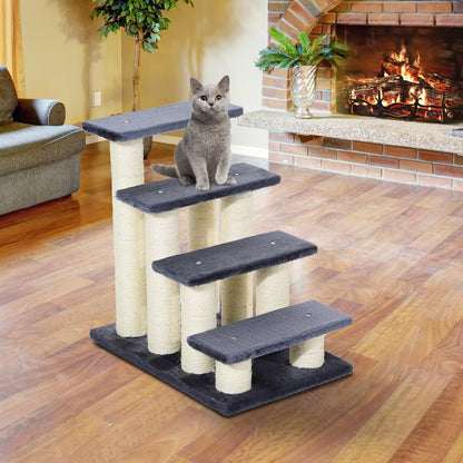 Cat Trees 4 Tier Pet Stairs Dog Cat 4 Steps Kitty Scatching Post Cat Scratch Furniture Dark Grey Cat Stairs   at Gallery Canada