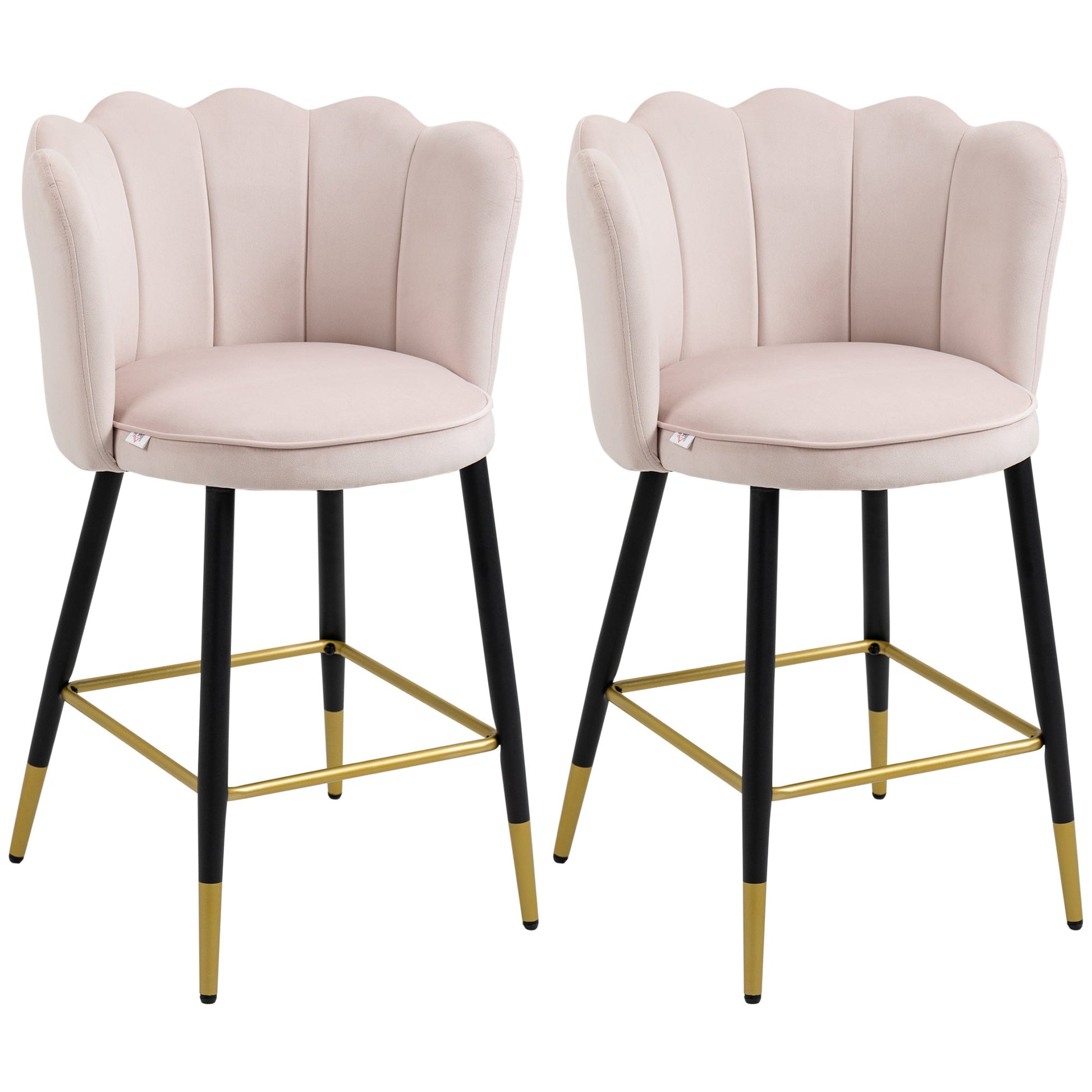 Bar Stools Set of 2 Modern Counter Height Bar Stools with Back, Footrest for Home Kitchen, 23.2"x20.5"x35.4", Pink Bar Stools Multi Colour  at Gallery Canada