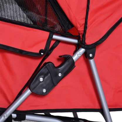 4 Wheel Dog Pet Stroller Dog Cat Carrier Folding Sunshade Canopy with Brake, Red Dog Bike Trailers & Strollers   at Gallery Canada