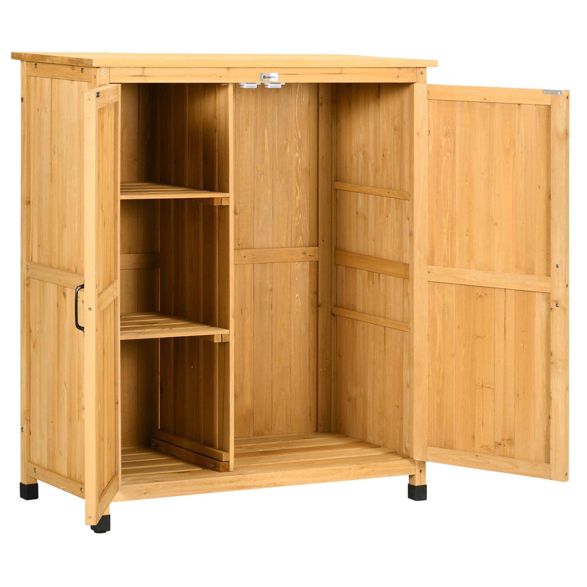 Outdoor Storage Cabinet &; Potting Table, Wooden Gardening Bench with Patio Cabinet and Magnetic Doors Patio Storage Boxes at Gallery Canada