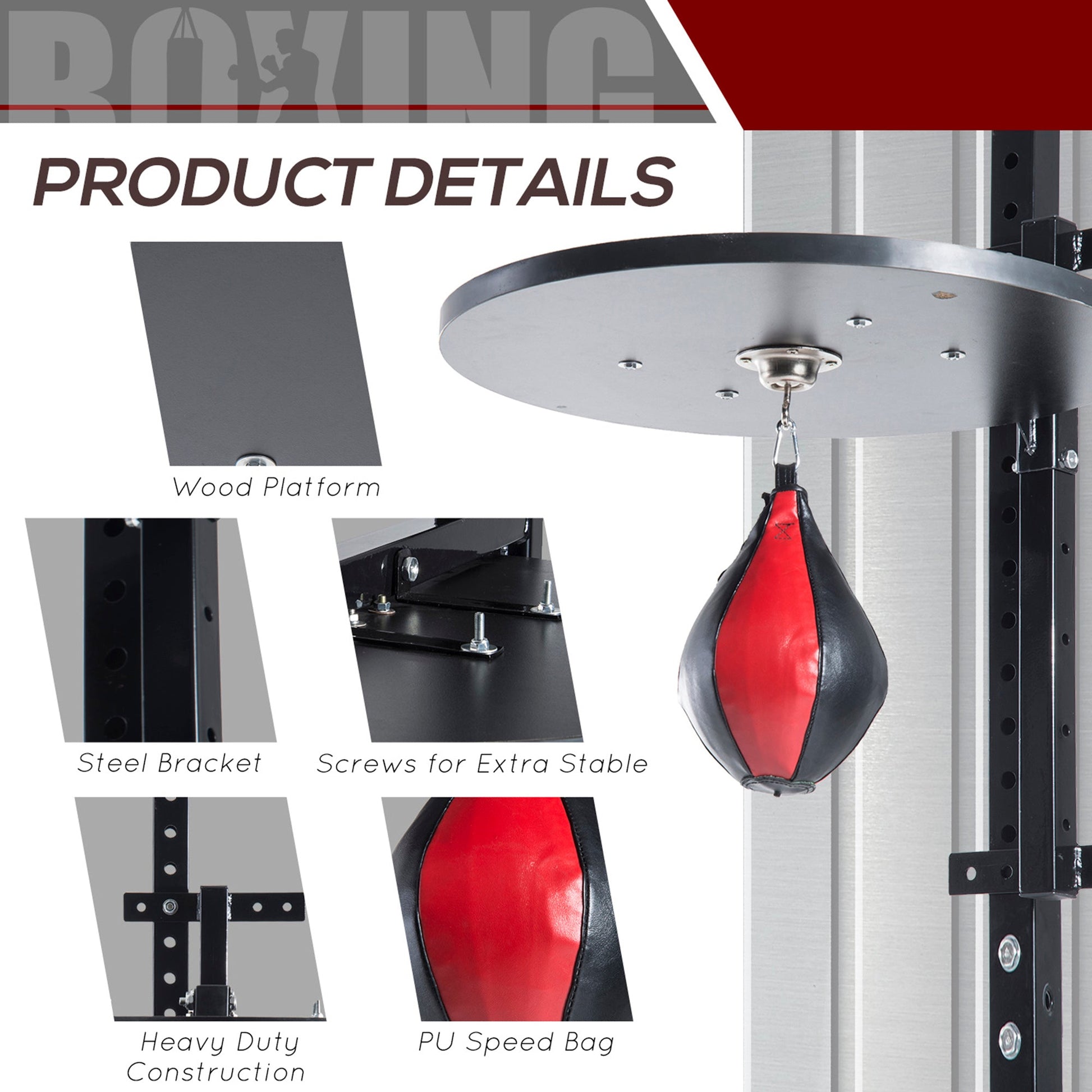 Speed Bag Platform Speedball Frame Wall Mounted Boxing MMA Workout Punching Bag More-Strength Training Equipment   at Gallery Canada