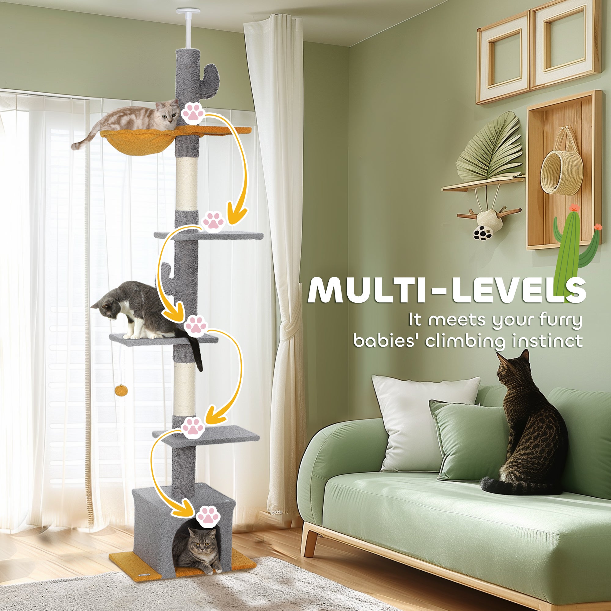 Floor to Ceiling Cat TreeTower with 90.5