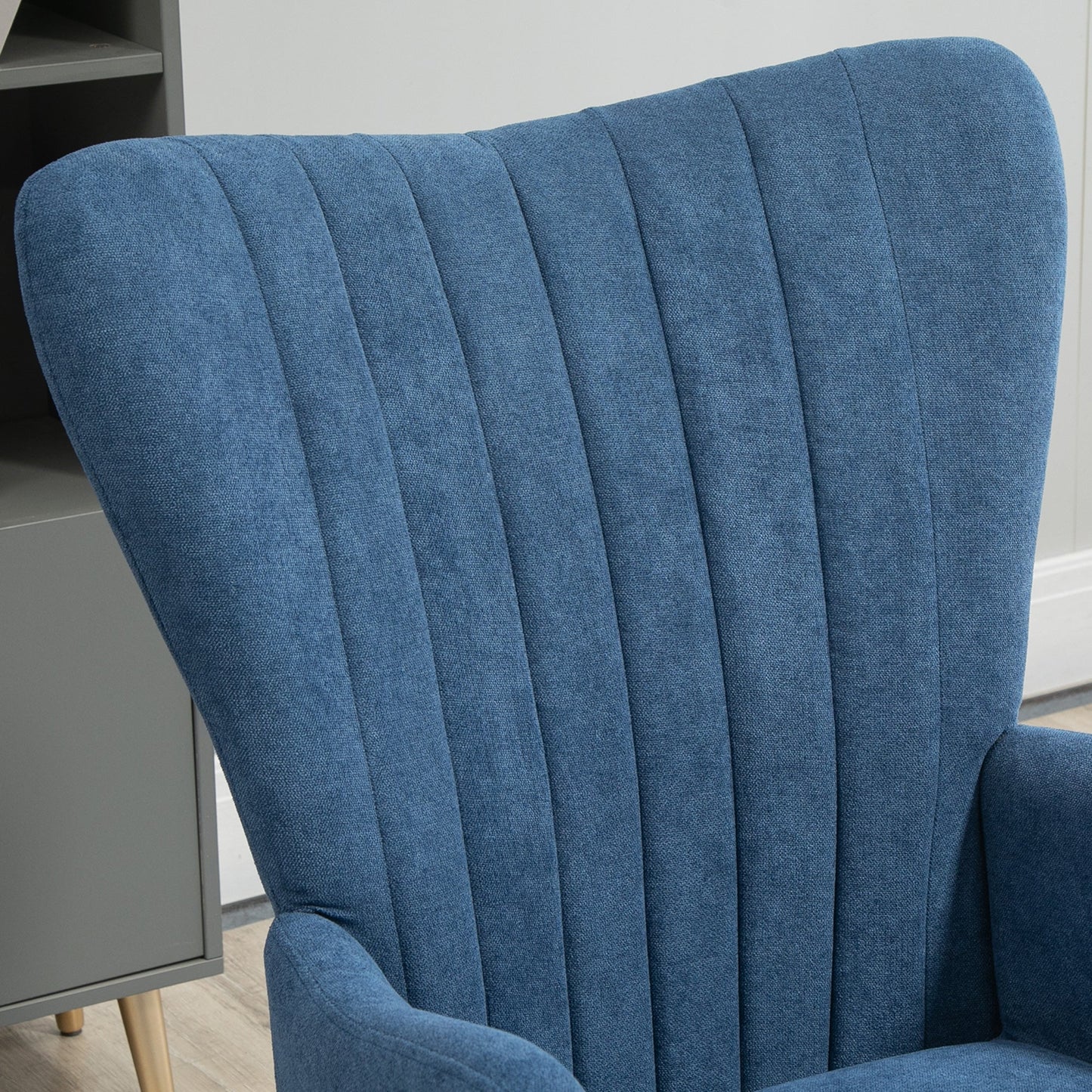 Velvet Accent Chairs, Modern Living Room Chair, Tall Back Leisures Chair with Steel Legs for Bedroom, Dinning Room, Waiting Room, Blue Accent Chairs   at Gallery Canada