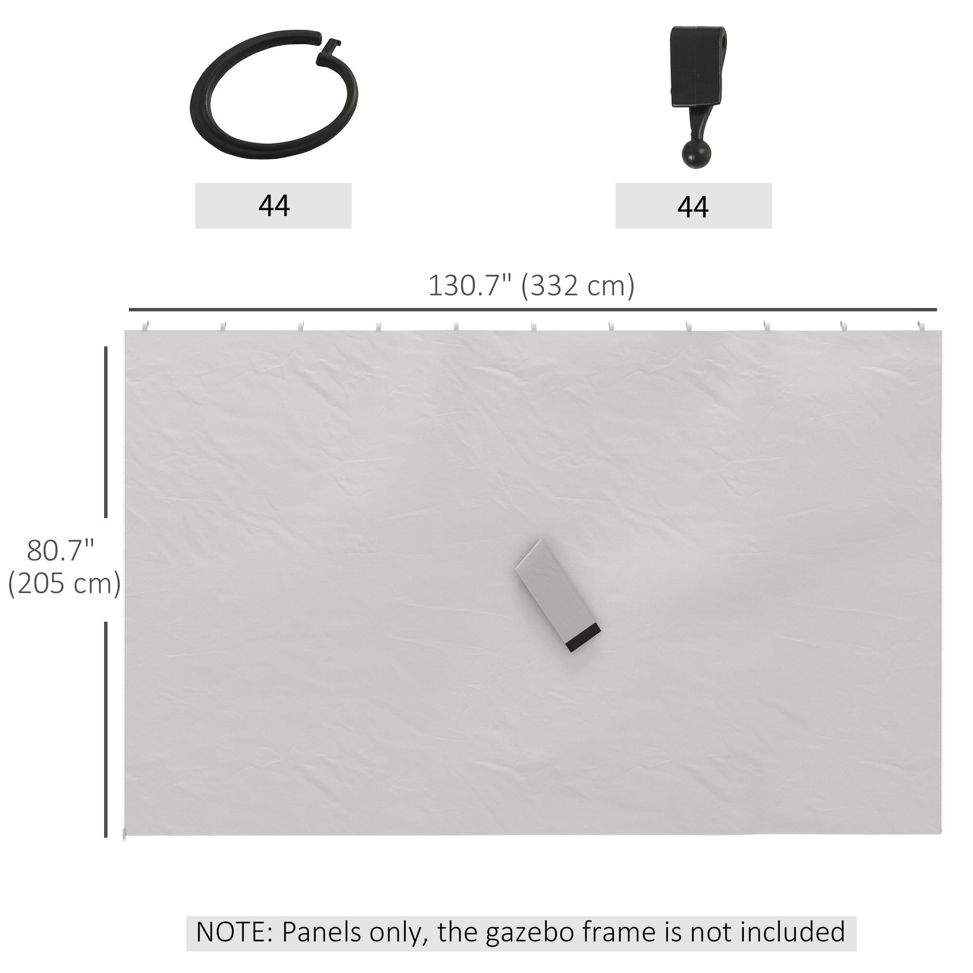 Gazebo Replacement Sidewalls 4-Panel Privacy Wall for 10' x 12' Canopy, Outdoor Shelter Curtains Accessories Light Grey Gazebo Sidewalls at Gallery Canada
