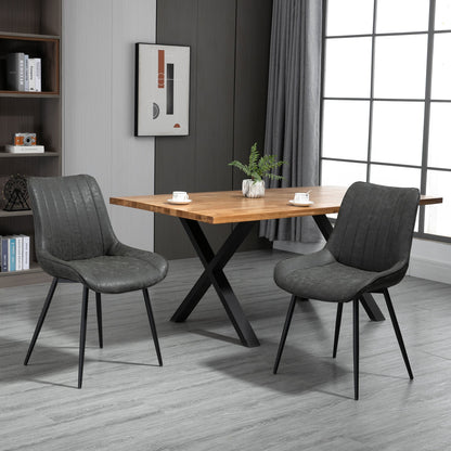 Dining Chairs Set of 2, PU Upholstered Kitchen Chairs with Metal Legs for Dining Room, Grey Bar Stools   at Gallery Canada