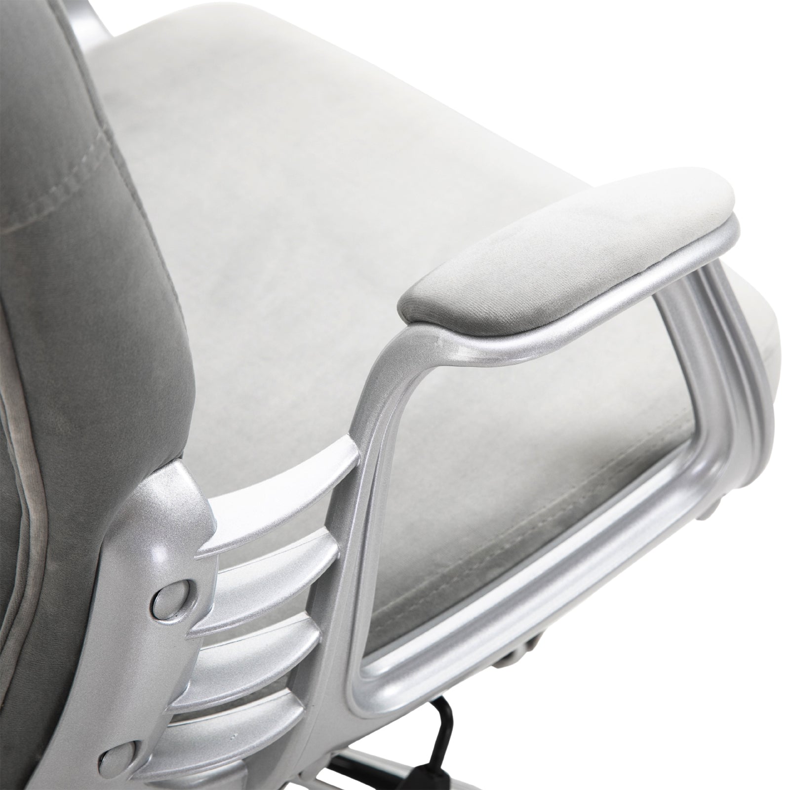Velvet Vanity Office Chair, Button Tufted Swivel Chair with Adjustable Height, Padded Armrests and Tilt Function, Grey Task Chairs at Gallery Canada