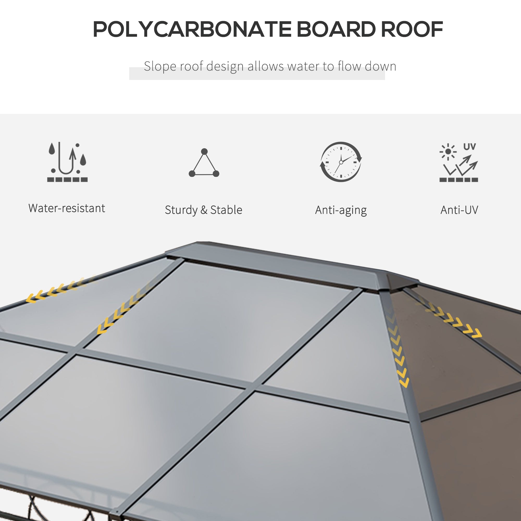 13' x 10' Polycarbonate Hardtop Gazebo Canopy, Outdoor Patio Gazebo with Aluminum Frame &; Curtains, Dark Grey Gazebos at Gallery Canada