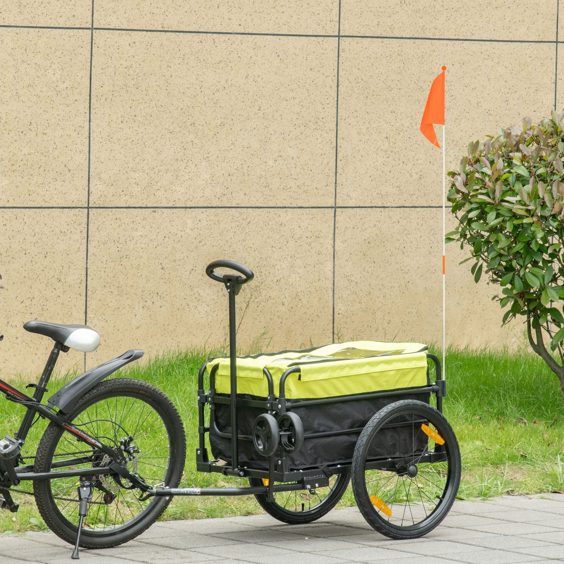 Bike Cargo Trailer &; Wagon Cart, Multi-Use Garden Cart with Removable Box, 20'' Big Wheels, Reflectors, Hitch and Handle, Yellow Bike Cargo Trailers   at Gallery Canada