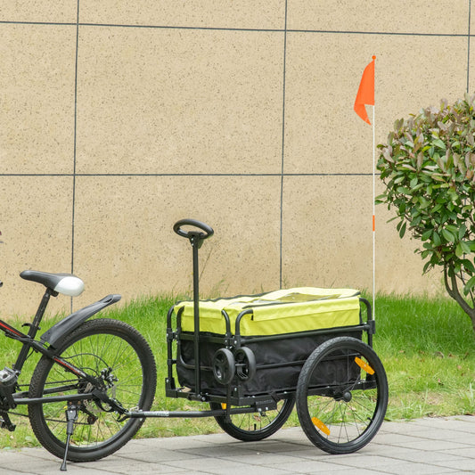 Bike Cargo Trailer &; Wagon Cart, Multi-Use Garden Cart with Removable Box, 20'' Big Wheels, Reflectors, Hitch and Handle, Yellow Bike Cargo Trailers Black and Yellow  at Gallery Canada