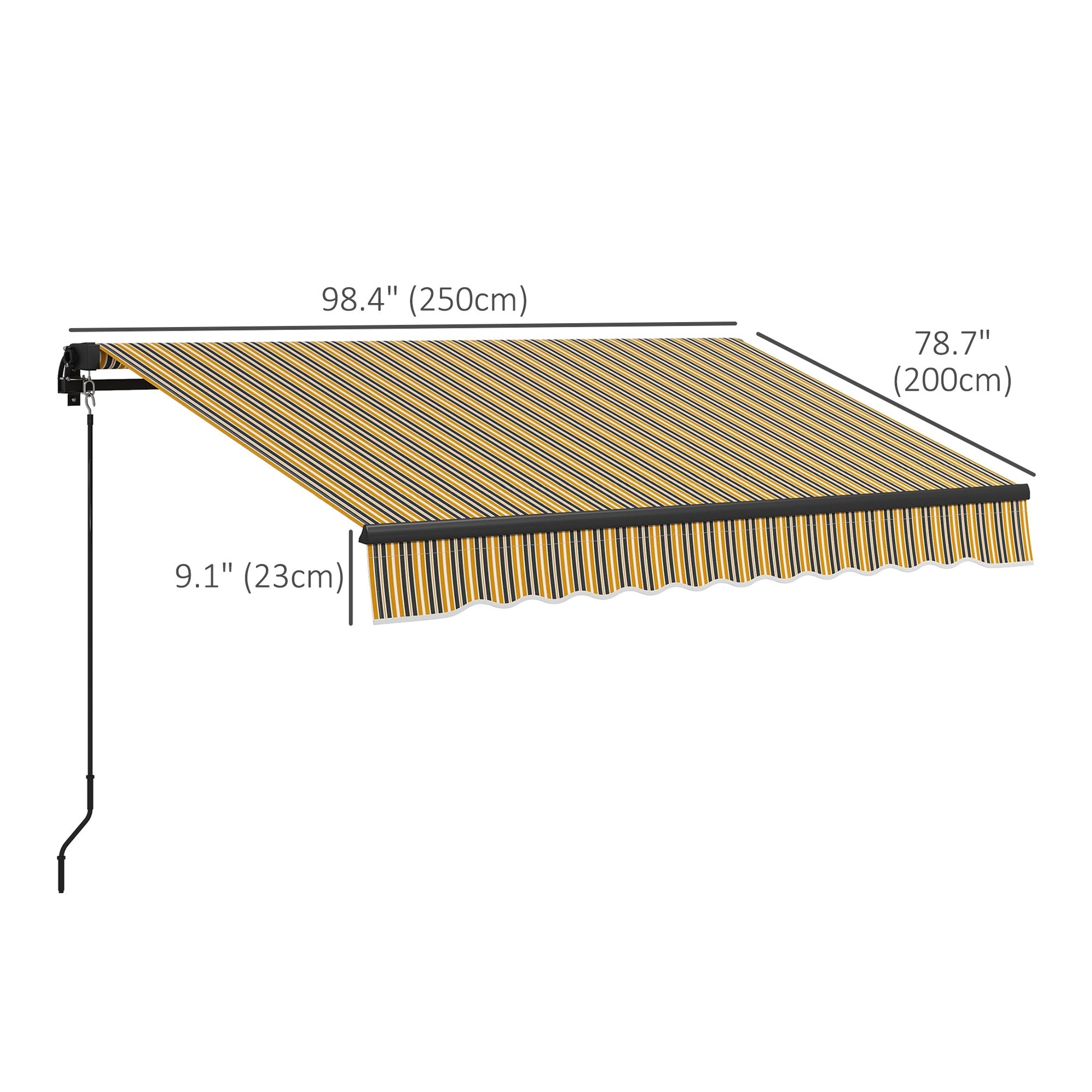 8' x 6.5' Retractable Awning, 280gsm UV Resistant Sunshade Shelter for Deck, Balcony, Yard, Yellow and Grey Patio Awnings   at Gallery Canada