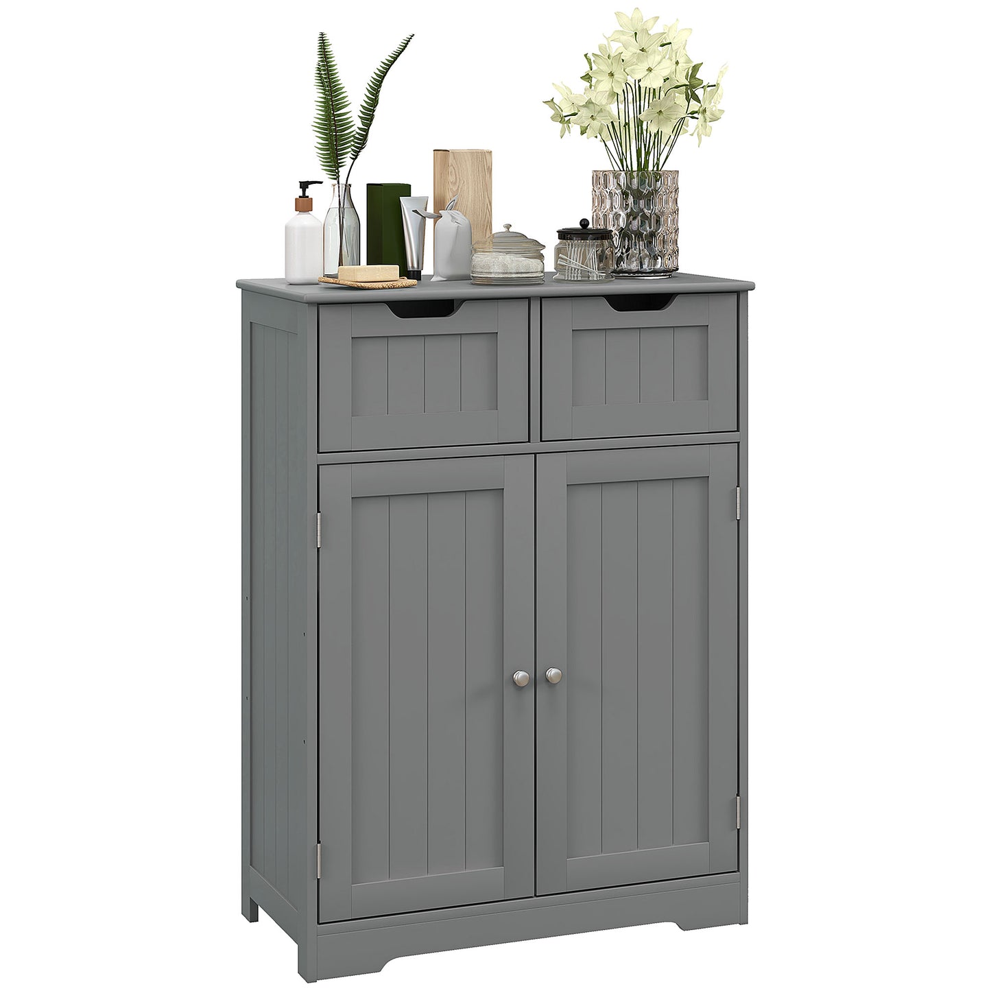 Bathroom Cabinet, Bathroom Storage Cabinet with 2 Drawers, Adjustable Shelf for Living Room, Entryway, Grey Bathroom Cabinets   at Gallery Canada