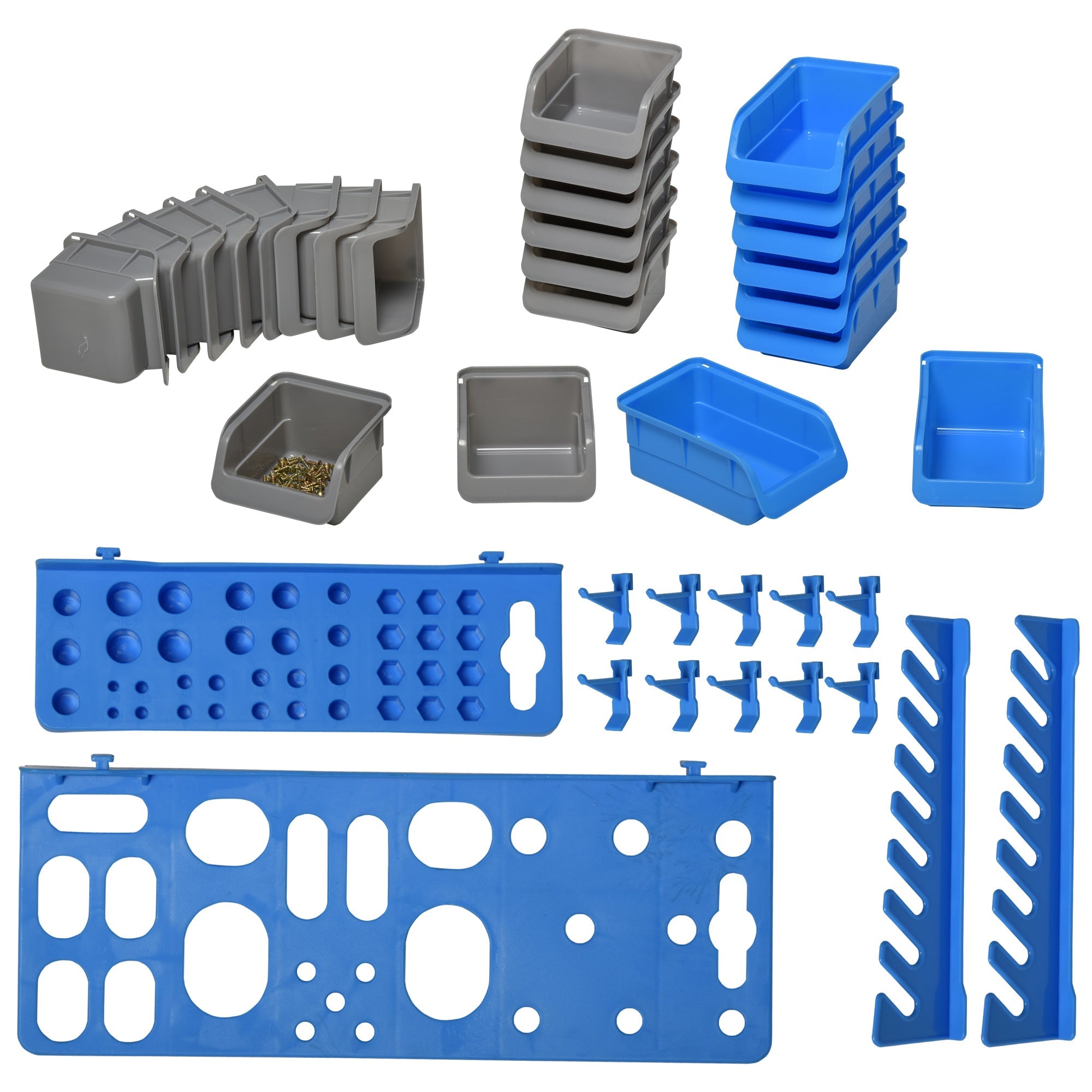 44PC Wall Mounted Storage Bins Parts Rack Kit with Storage Bins, Pegboard and Hooks, Garage Plastic Organizer, Blue Tool Organizers   at Gallery Canada