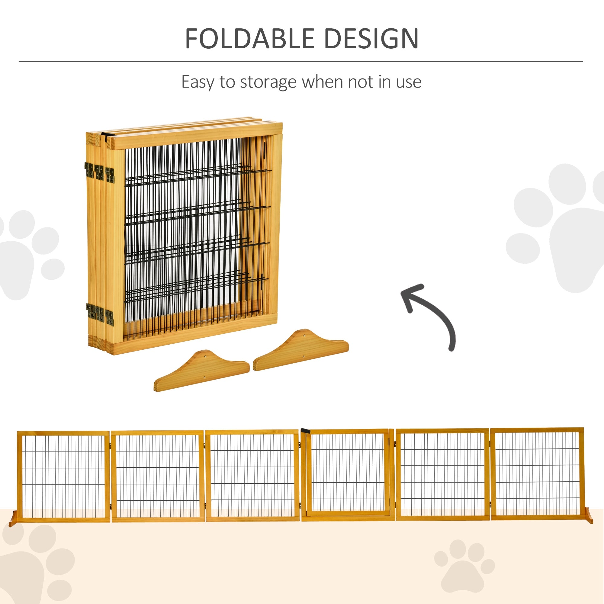 Wooden Freestanding Pet Gate w/ 2 Support Feet, Yellow Houses, Kennels & Pens   at Gallery Canada