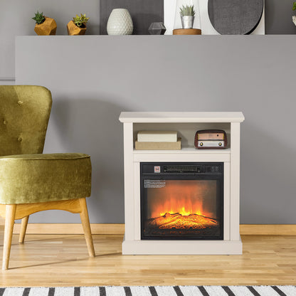 27" Freestanding Electric Fireplace with Mantel, 1400W Replaceable Fireplace Insert Heater with Timer, White Electric Fireplaces White  at Gallery Canada