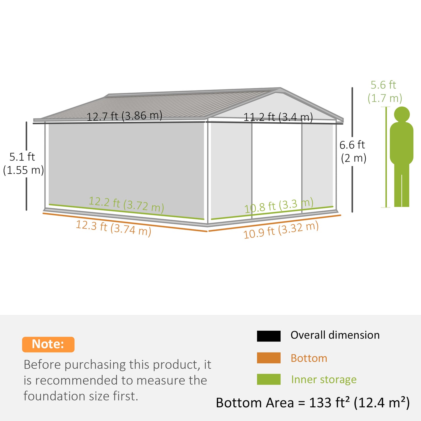 11' x 13' Garden Storage Shed w/ Foundation Kit Metal Tool Storage House w/ Double Doors White Sheds at Gallery Canada