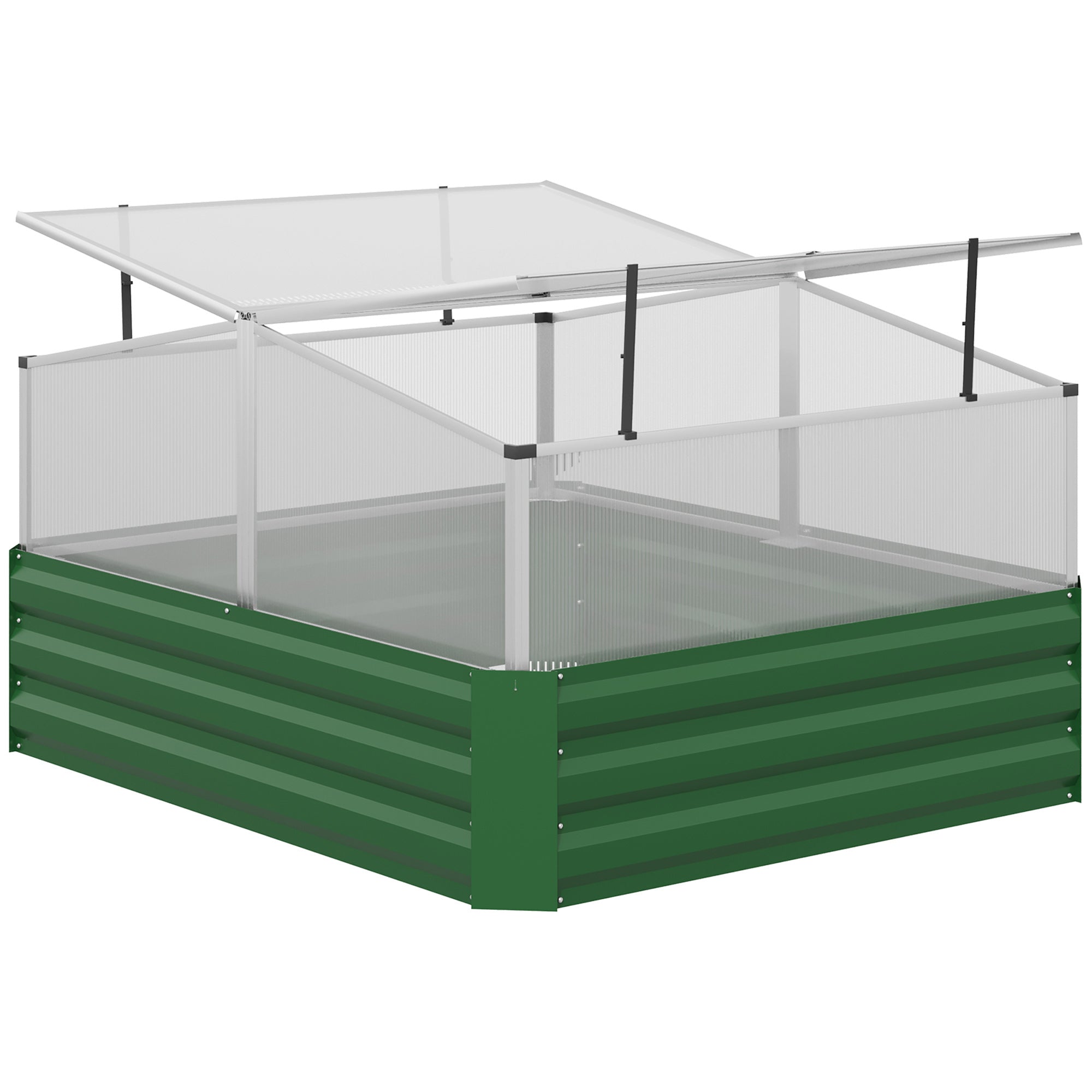 Steel Planters for Outdoor Plants with Greenhouse Galvanized Raised Garden Bed for Flowers, Herbs and Vegetables, Green Galvanized Planter Boxes Dark Green  at Gallery Canada