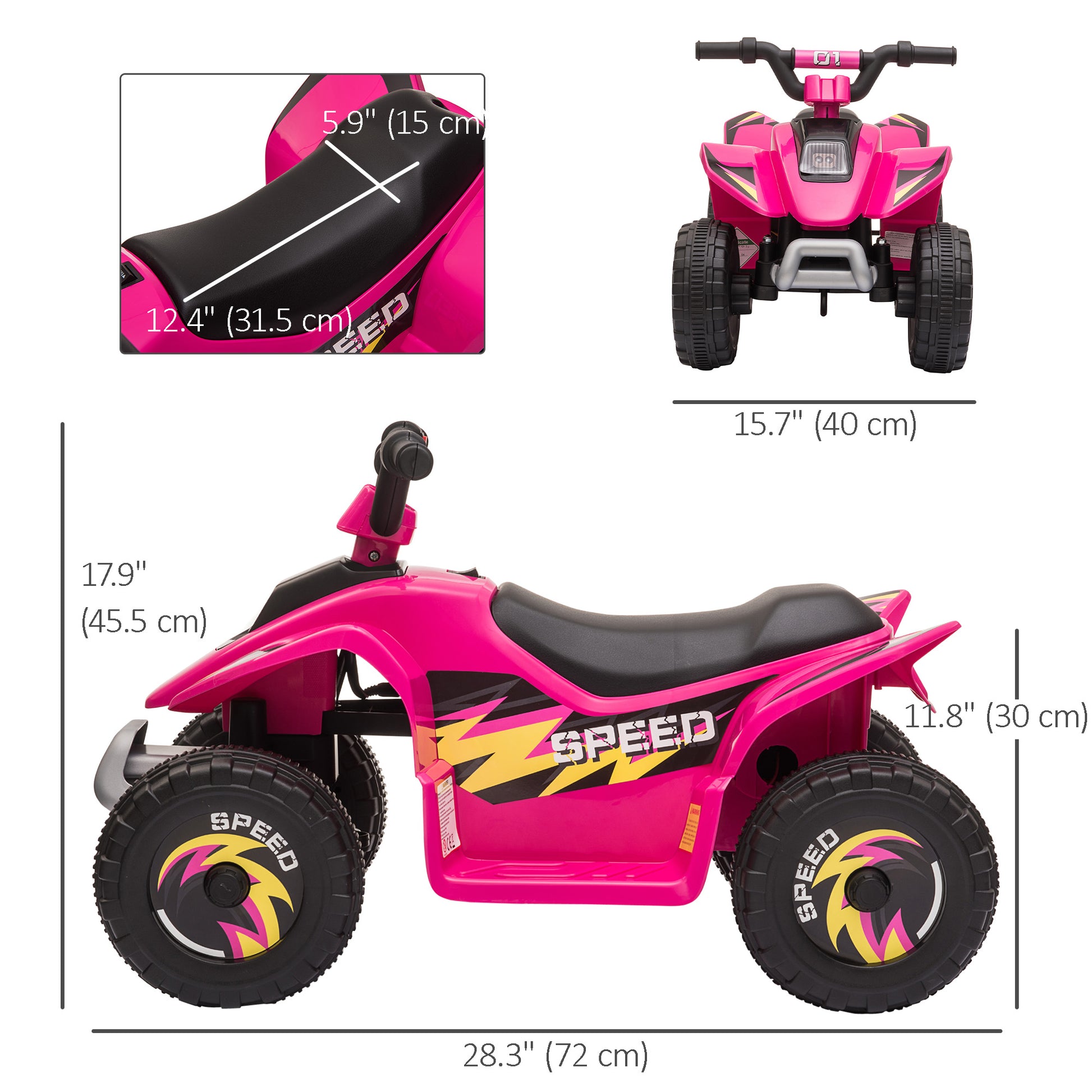 Kids Ride on ATV, 6V Battery Powered Quad Car with Forward, Reverse Switch, for Boys Girls 18-36 Months, Pink Electric Toy Cars   at Gallery Canada