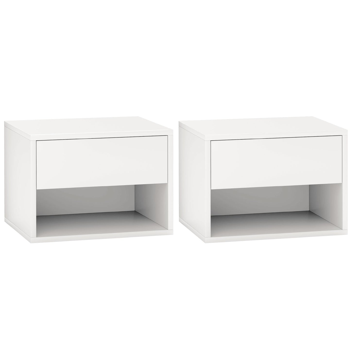 Floating Nightstand Set of 2, Wall Mounted Bedside Table with Drawer for Bedroom, White Bedside Tables   at Gallery Canada