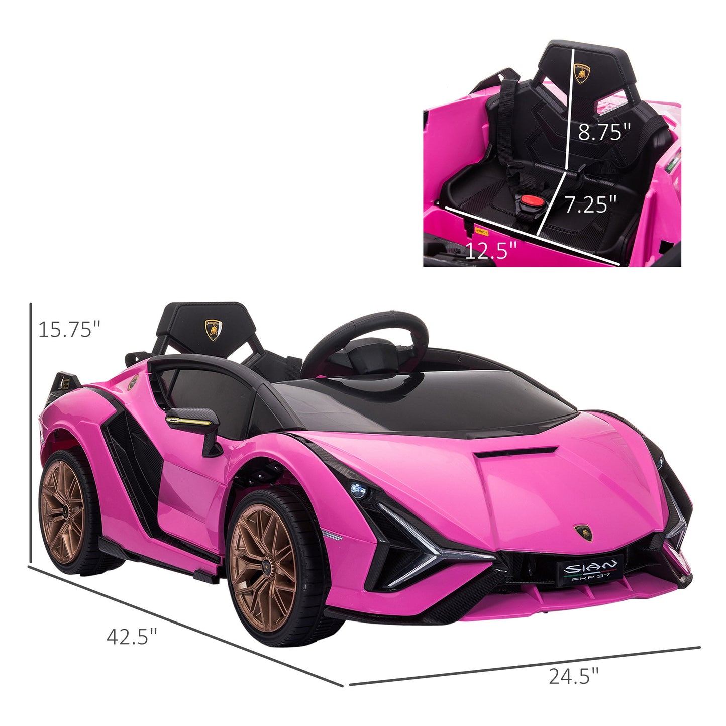 Compatible 12V Battery-powered Kids Electric Ride On Car Toy with Parental Remote Control Music Lights MP3 for 3-5 Years Old Pink Electric Toy Cars   at Gallery Canada