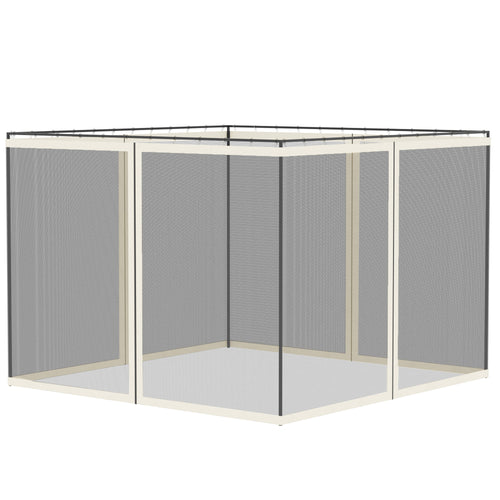 Replacement Mosquito Netting for Gazebo 10' x 10' Black Screen Walls for Canopy with Zippers, White