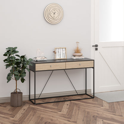 Console Table, Hallway Table with 2 Drawers, Steel Frame Sofa Table for Entrance and Living Room, Black Console Tables   at Gallery Canada