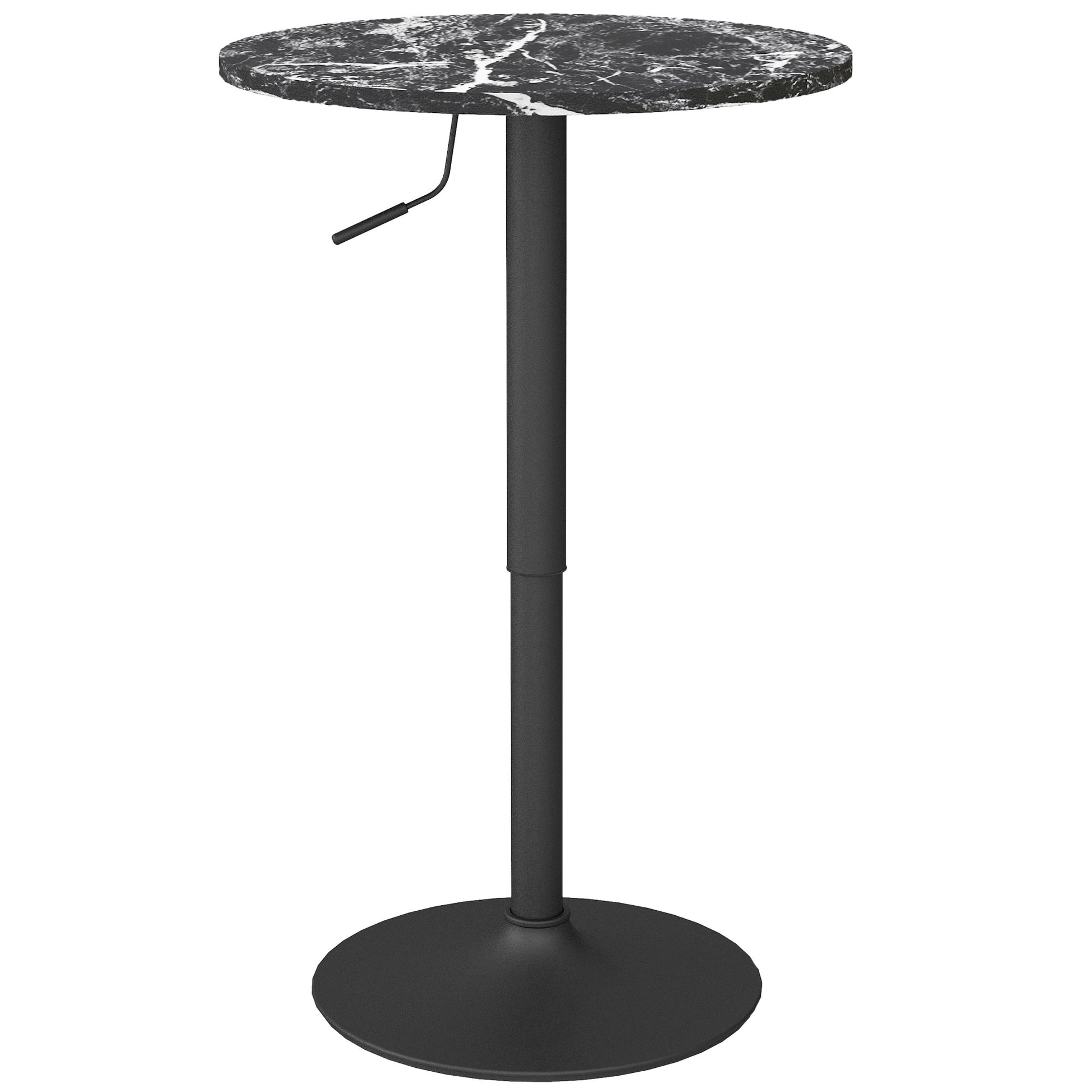 Adjustable Bar Table for 2, Round Pub Table with Steel Base for Home Bar, Small Dining Room, Black Marble Bar Tables at Gallery Canada