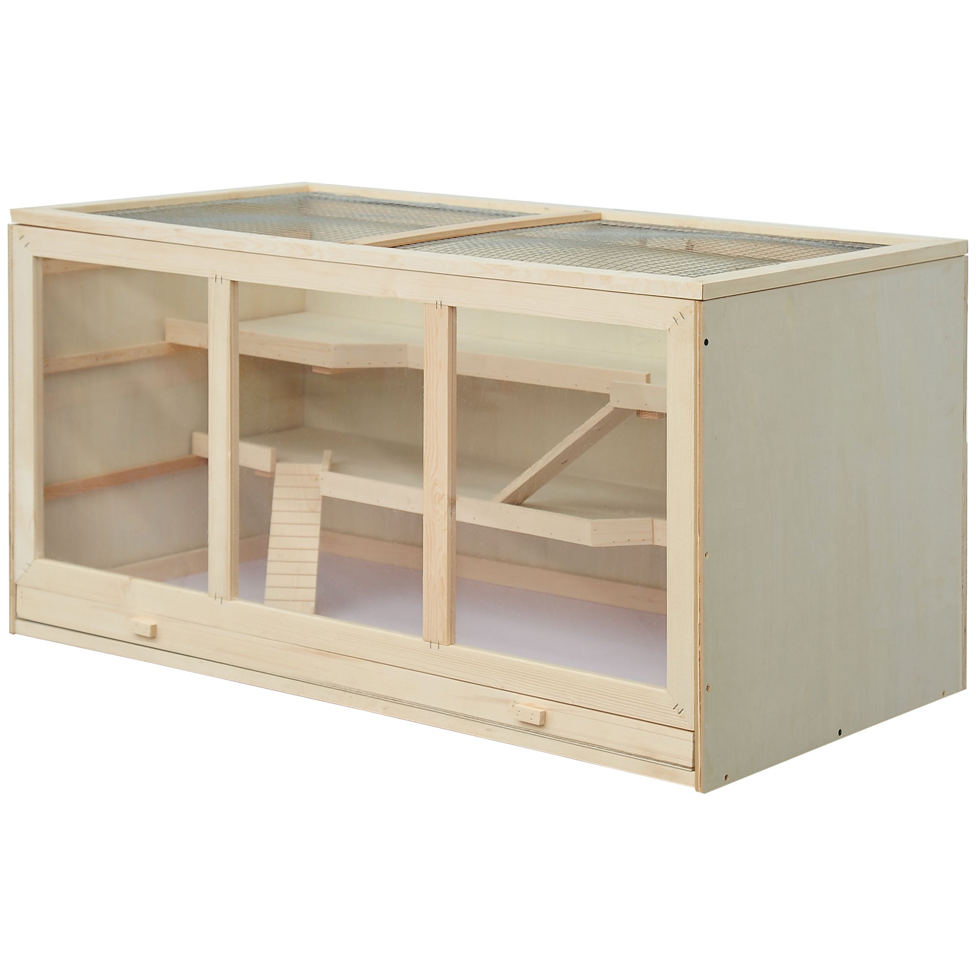 Wooden Hamster Cage Rat Cage with Slide, Tray, Natural Wood Hamster Cages at Gallery Canada