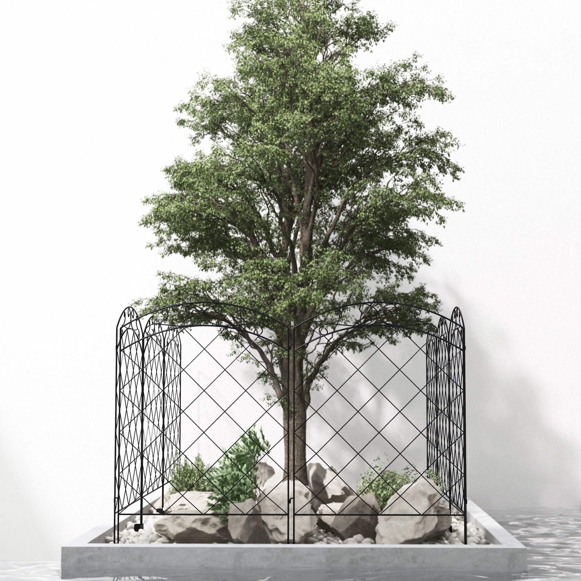 4 Pack Garden Fencing for Yard, Decorative Fence Panels as Animal Barrier and Flower Edging, Circle, Black Garden Fences at Gallery Canada